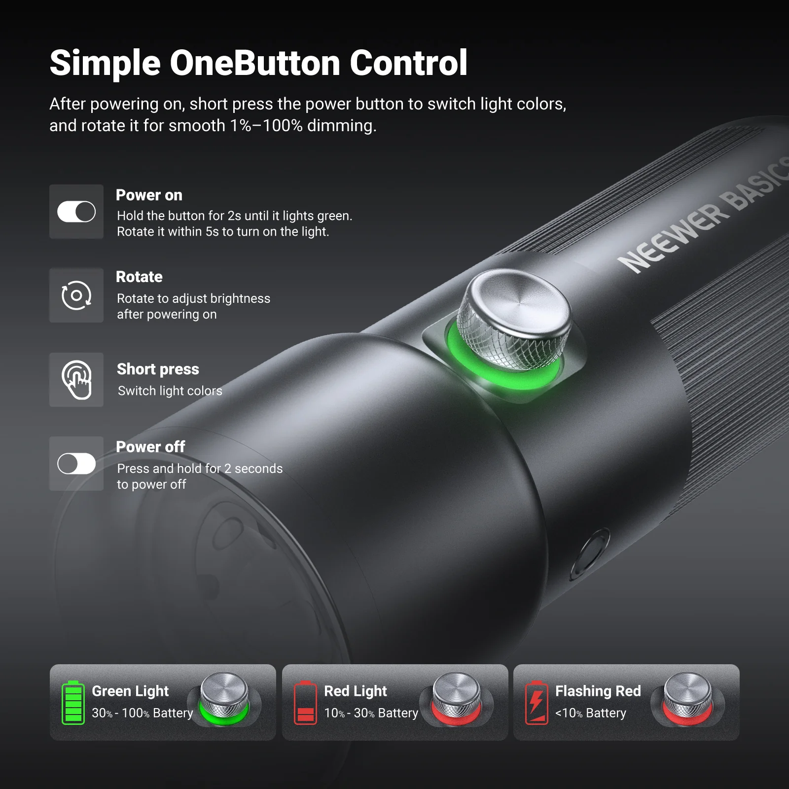 NEEWER BASICS FL10 Portable RGB Photography Flashlight - Image 5