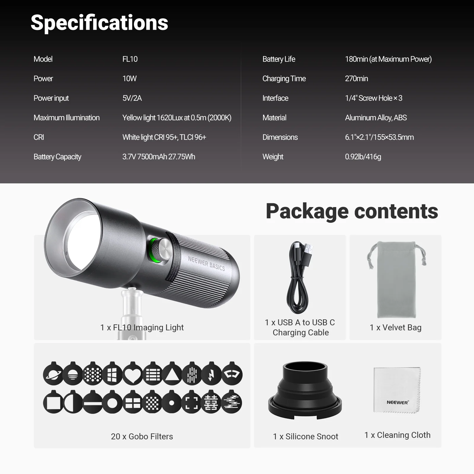 NEEWER BASICS FL10 Portable RGB Photography Flashlight - Image 9