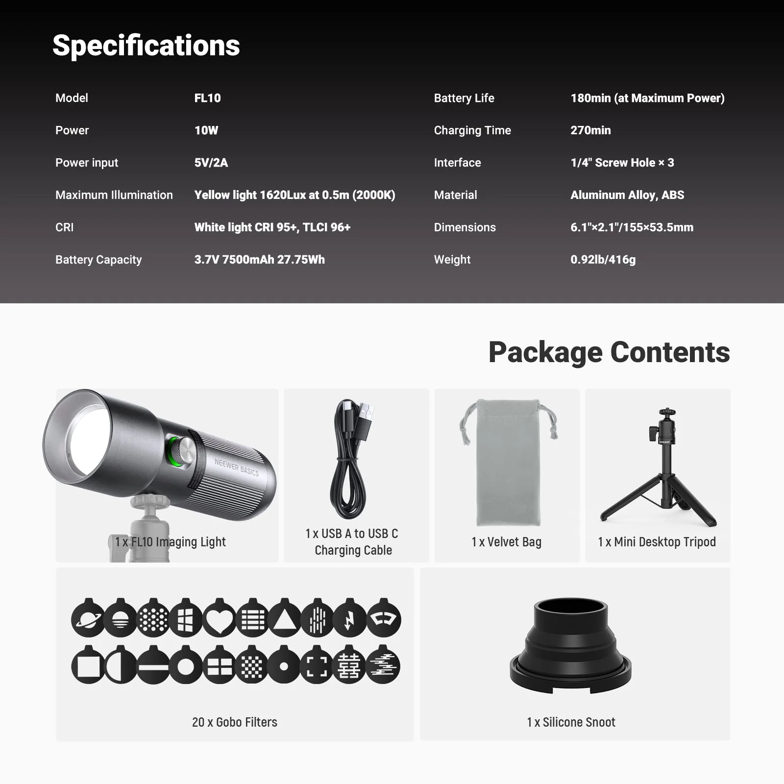 NEEWER BASICS FL10 Portable Photography Flashlight Kit - Image 9
