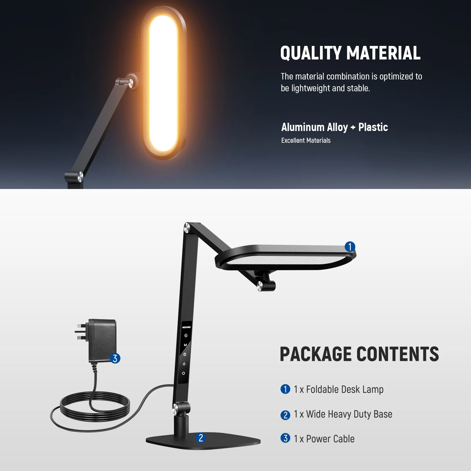NEEWER BASICS FR16 16W LED Foldable Desk Lamp - Image 9