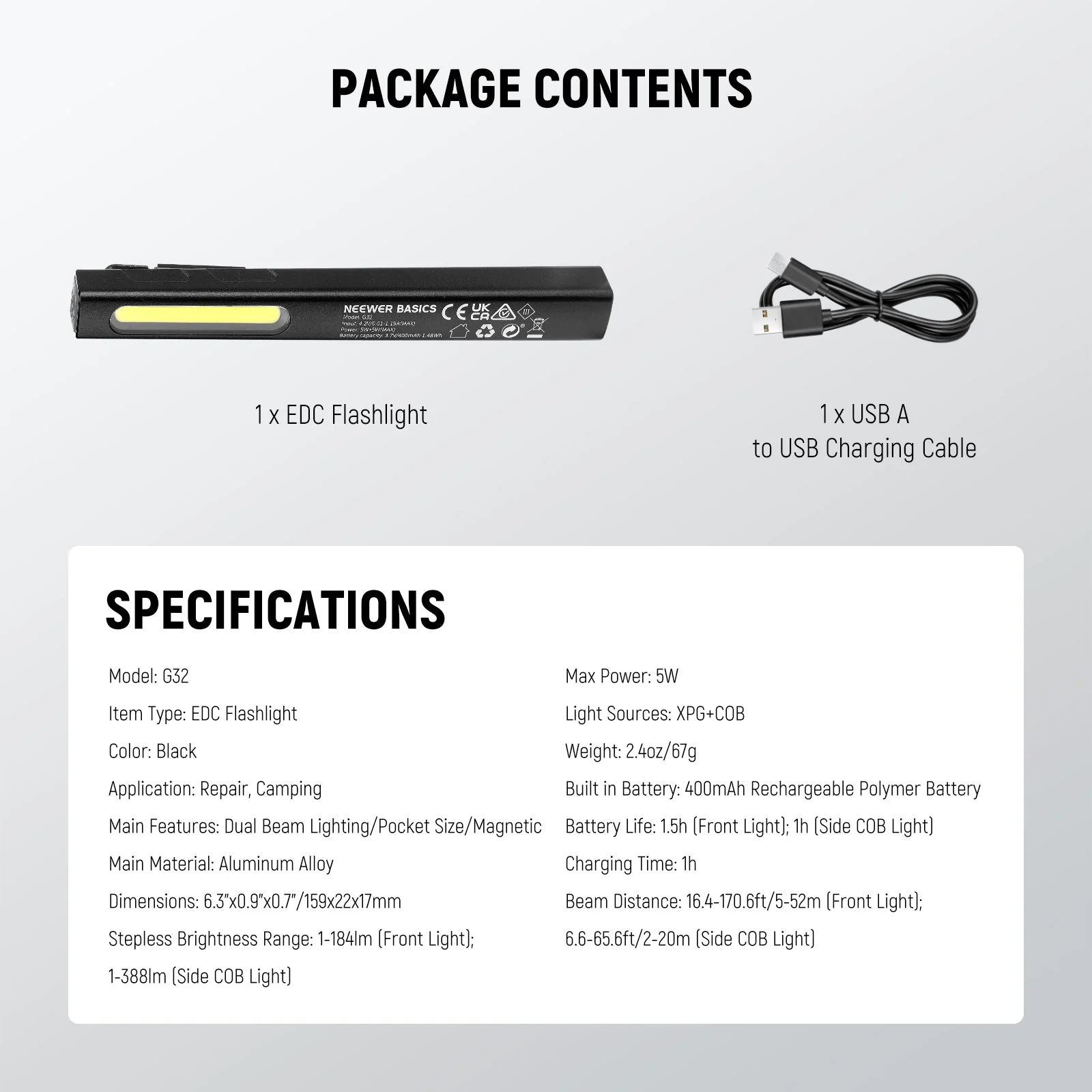 NEEWER BASICS G32 2-in-1 EDC Flashlight - Image 7