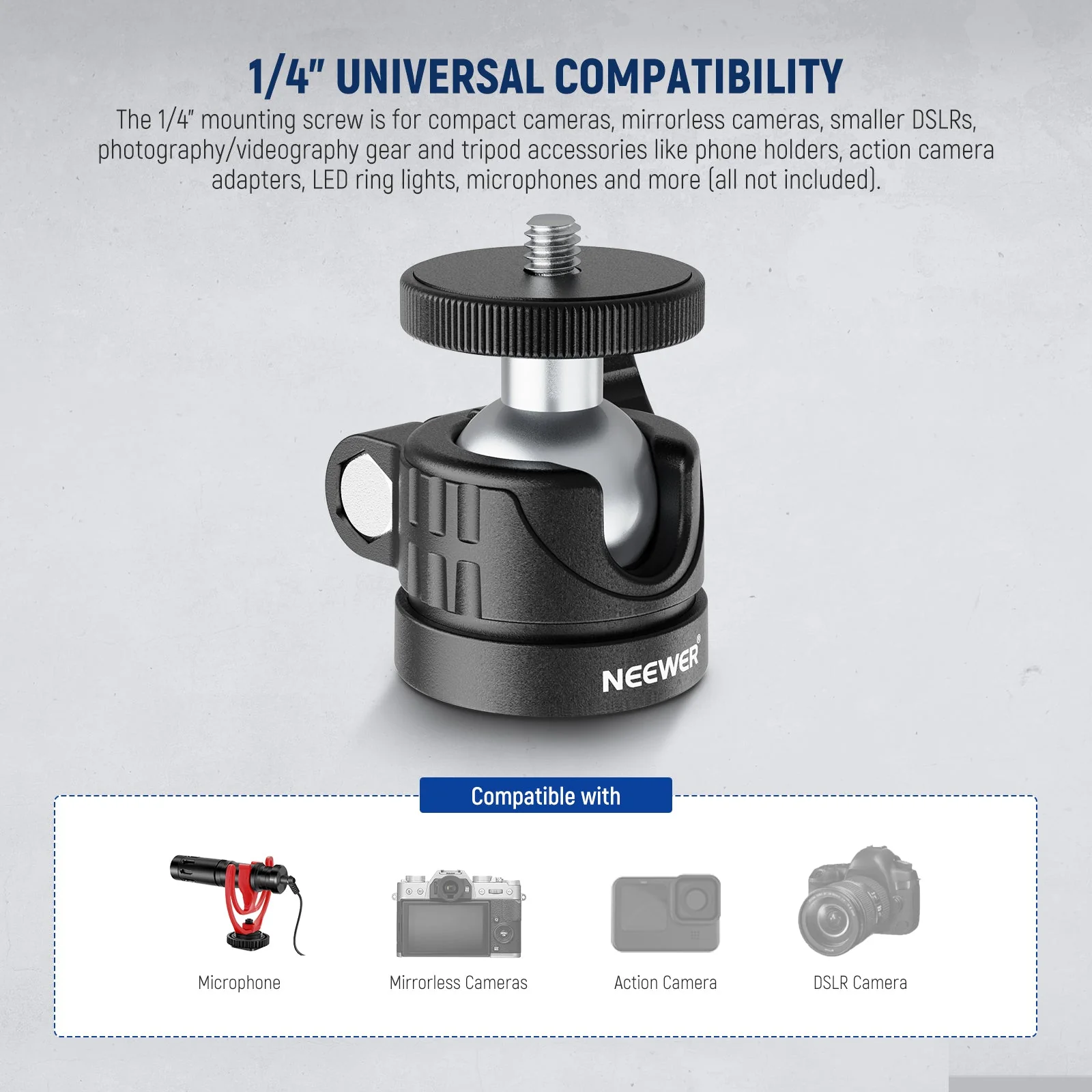 NEEWER BASICS GM01 Mini Tripod Ball Head Mount Adapter - Image 3