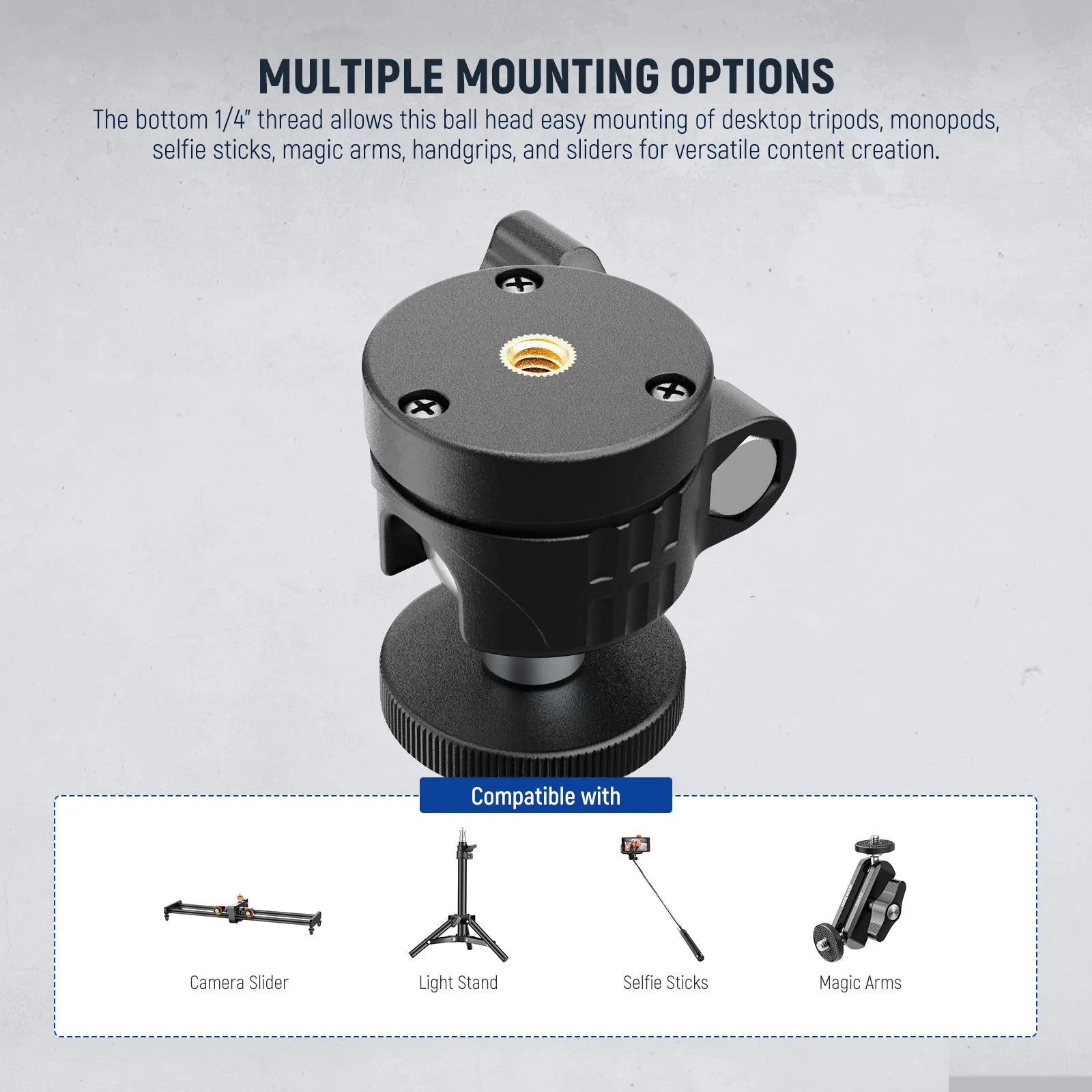 NEEWER BASICS GM01 Mini Tripod Ball Head Mount Adapter - Image 4