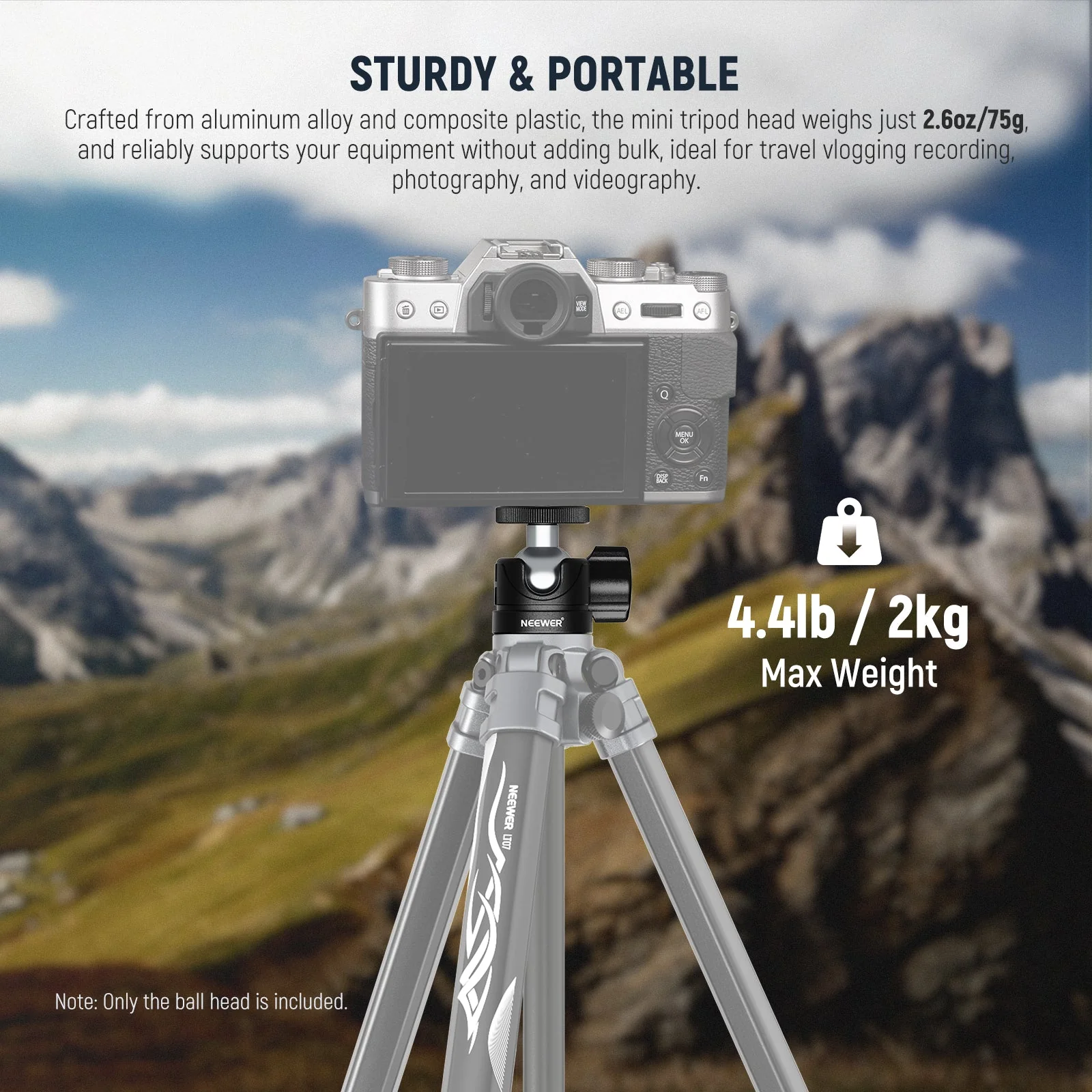 NEEWER BASICS GM01 Mini Tripod Ball Head Mount Adapter - Image 5