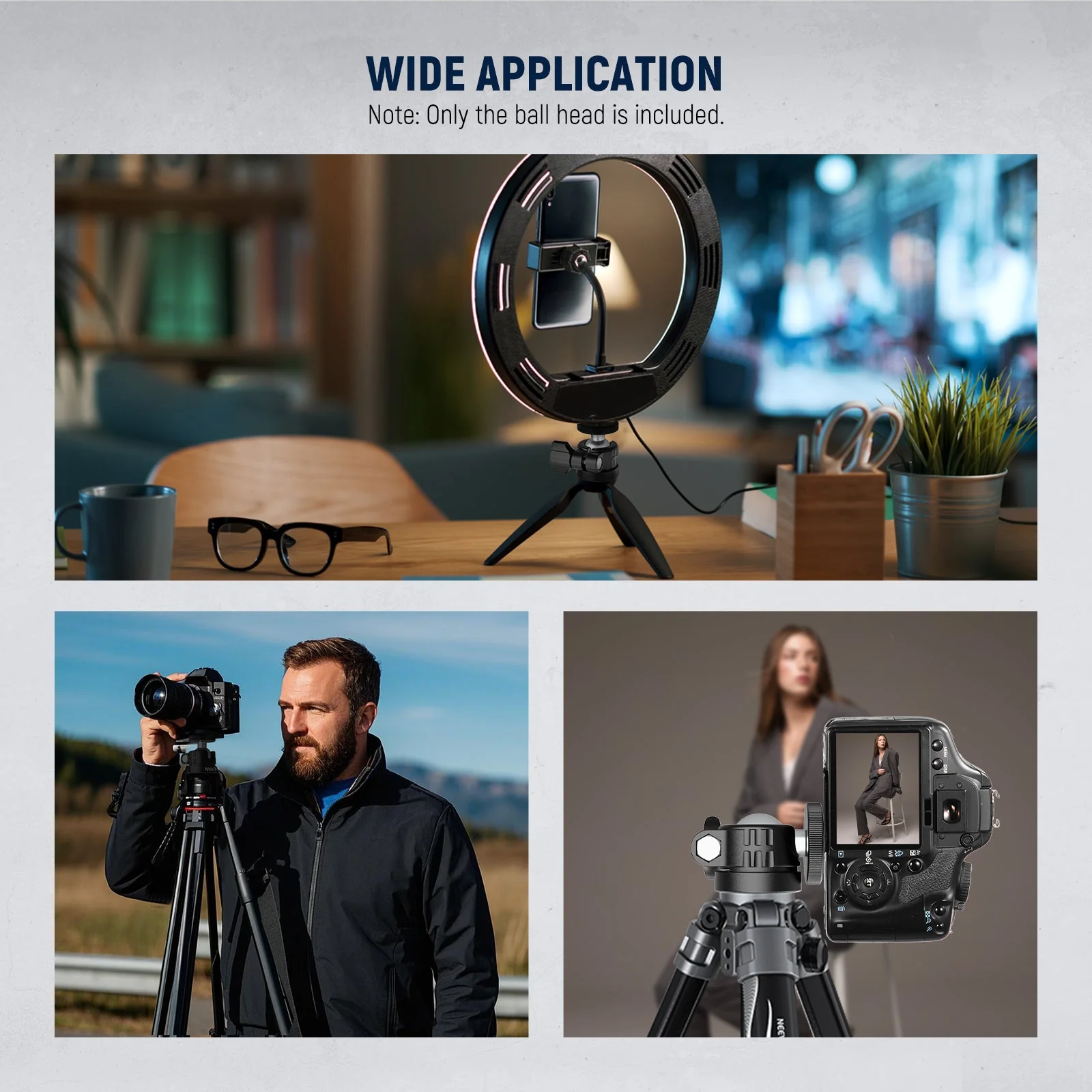 NEEWER BASICS GM01 Mini Tripod Ball Head Mount Adapter - Image 6