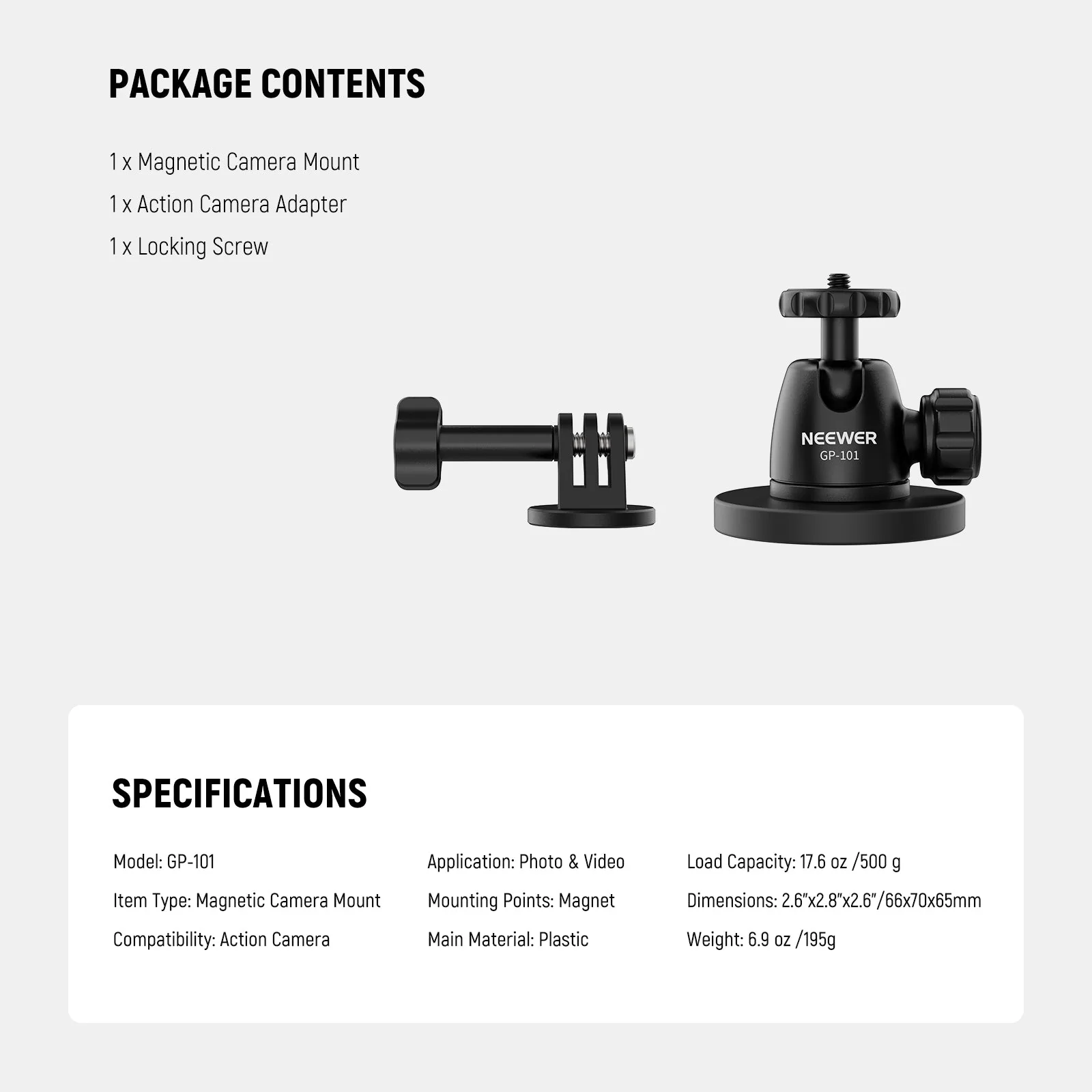 NEEWER BASICS GP-101 Magnetic Camera Mount for Action Camera - Image 7
