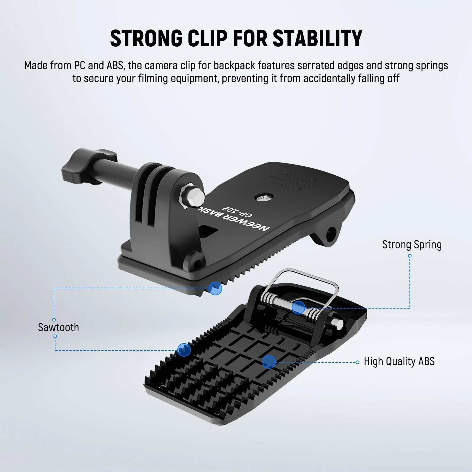 NEEWER BASICS GP-102 Backpack Strap Clip Mount for Action Camera - Image 3