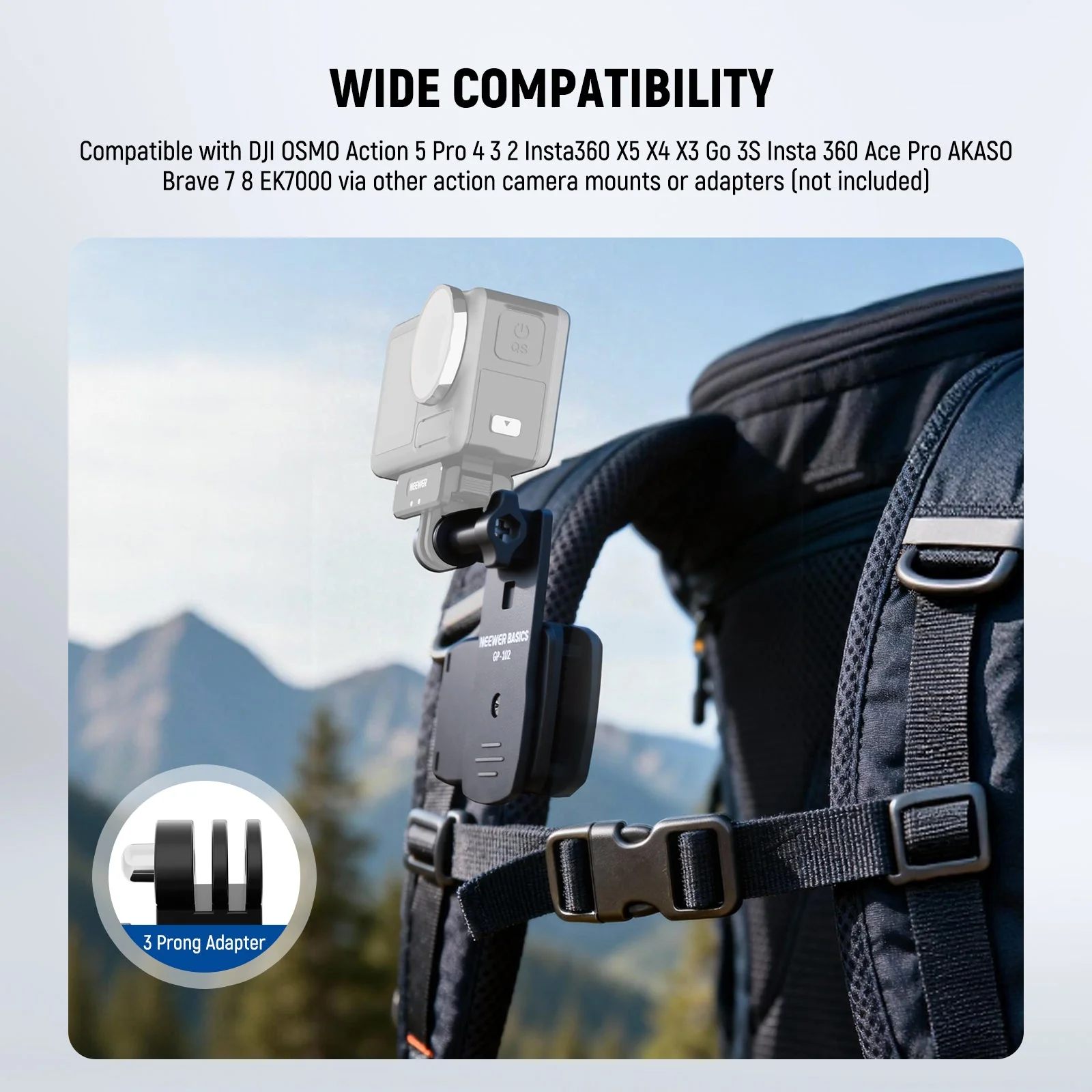 NEEWER BASICS GP-102 Backpack Strap Clip Mount for Action Camera - Image 5
