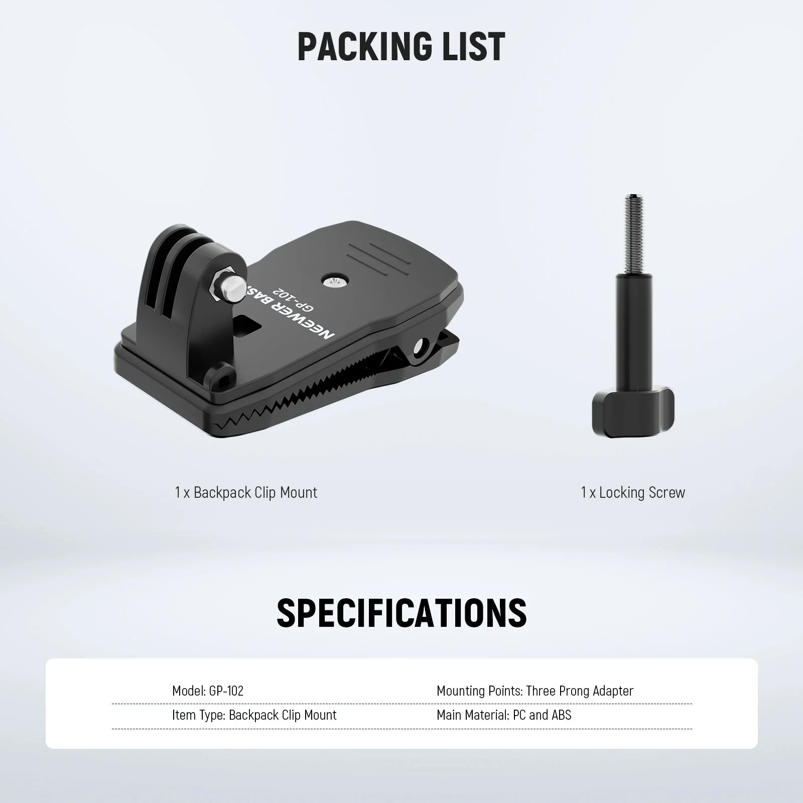 NEEWER BASICS GP-102 Backpack Strap Clip Mount for Action Camera - Image 7