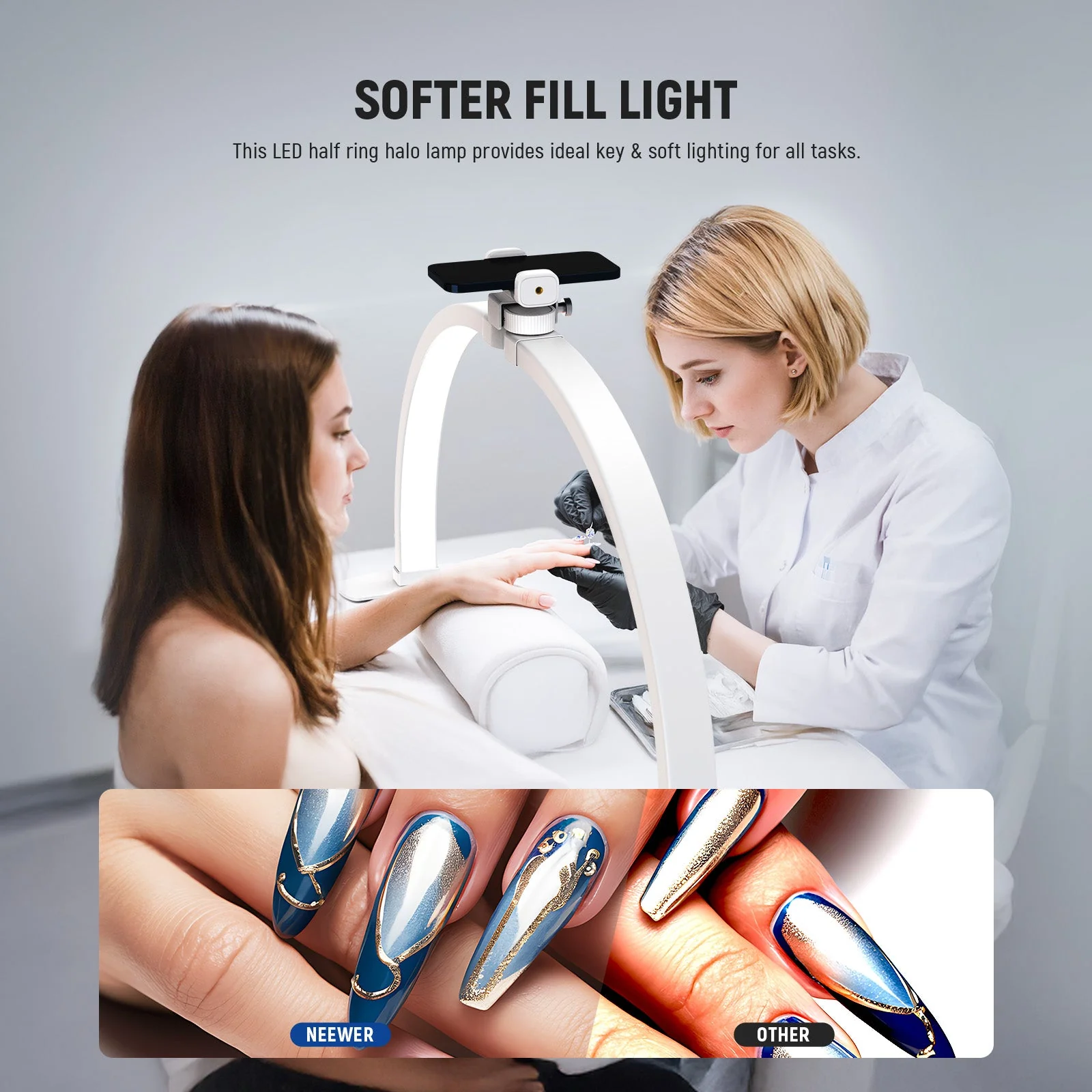 NEEWER BASICS HM02-D 36W 29" Foldable Nail Tech Table Arc Lamp - Image 3