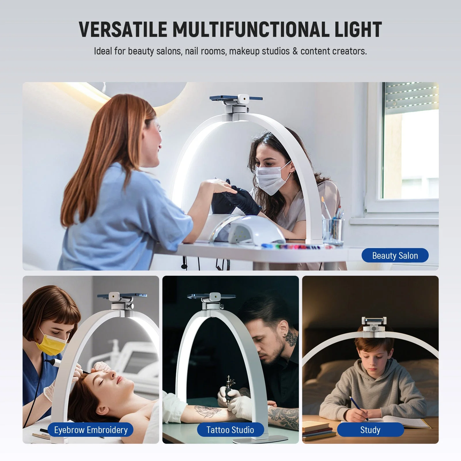 NEEWER BASICS HM02-D 36W 29" Foldable Nail Tech Table Arc Lamp - Image 7