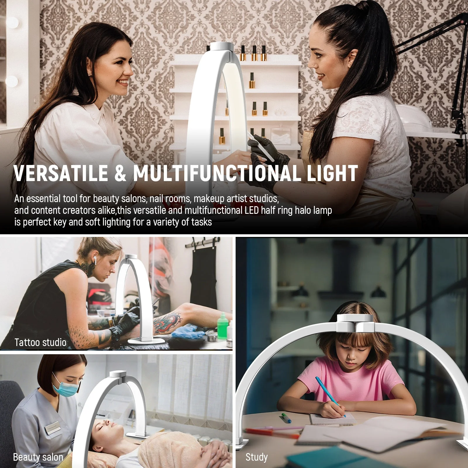 NEEWER BASICS HM04-D 28W 23" Foldable Nail Tech Table Arc Lamp - Image 7