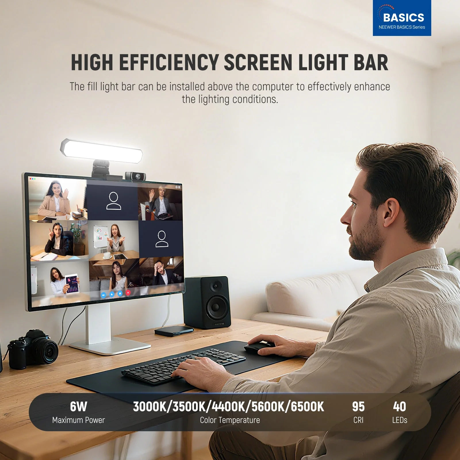 NEEWER BASICS L10 Bi-Color Dual Monitor Light Bar with Stands - Image 11