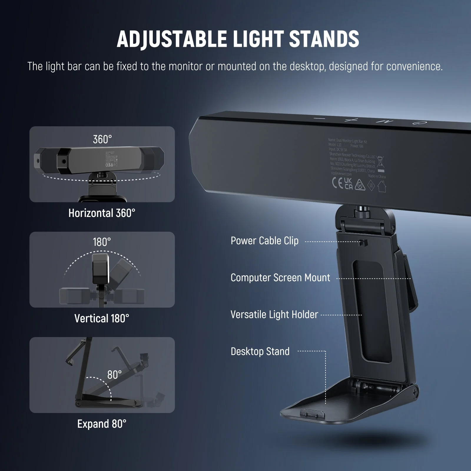 NEEWER BASICS L10 Bi-Color Dual Monitor Light Bar with Stands - Image 16