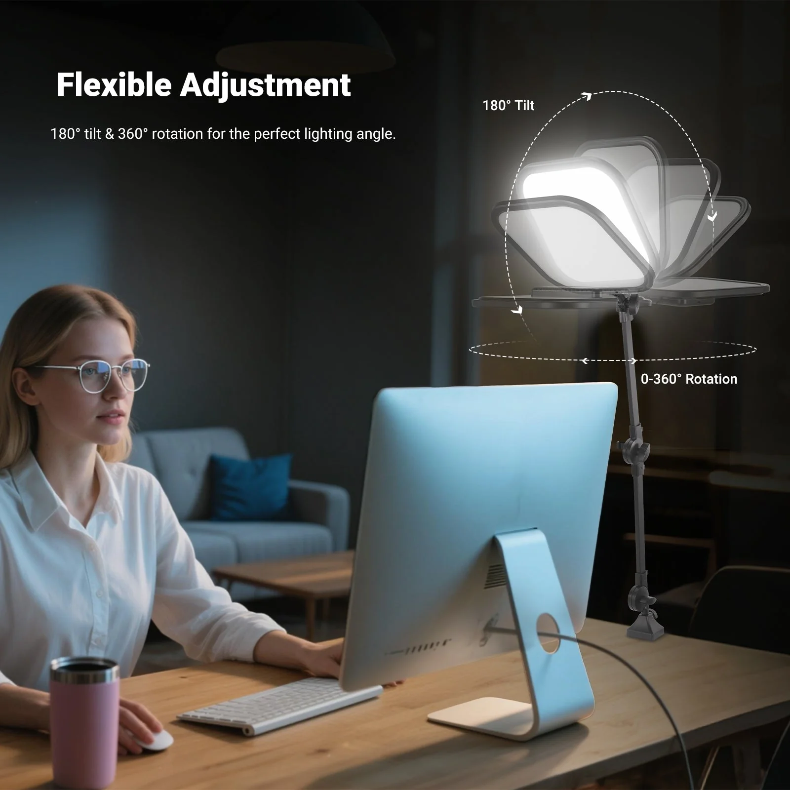 NEEWER BASICS L220 10.8" Bi-Color Panel Light with Desk Stand - Image 6