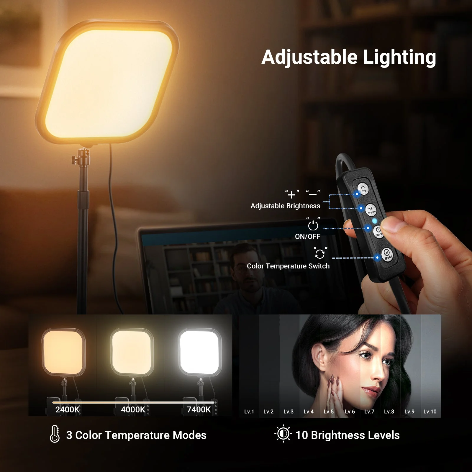 NEEWER BASICS L220 15W 10.8" Bi-Color Video Conference Light Kit - Image 5