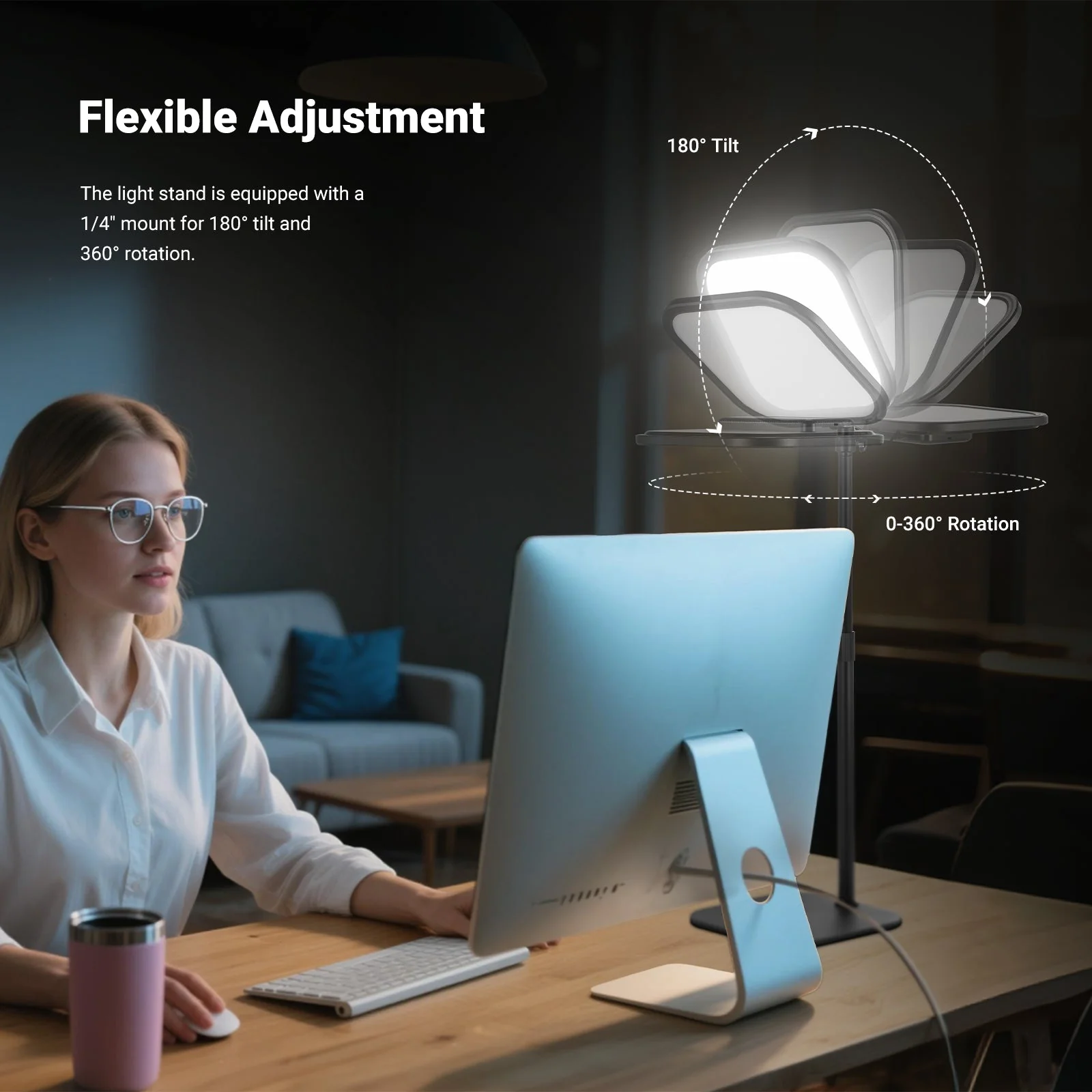 NEEWER BASICS L220 15W 10.8" Bi-Color Video Conference Light Kit - Image 7