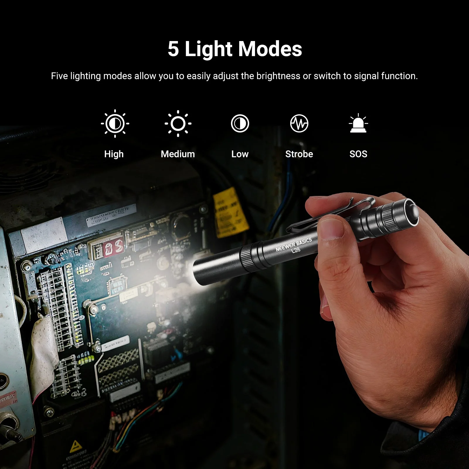 NEEWER BASICS L28 5W Portable EDC Flashlight - Image 4
