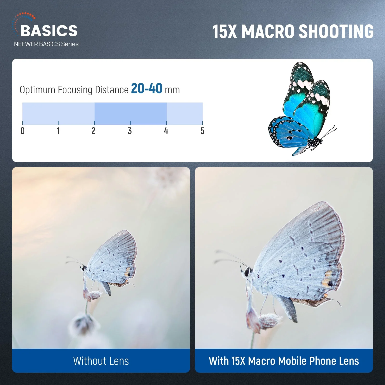 NEEWER BASICS LS-67 2-In-1 0.45x Wide Angle + 15x Macro Phone Lens Kit - Image 2