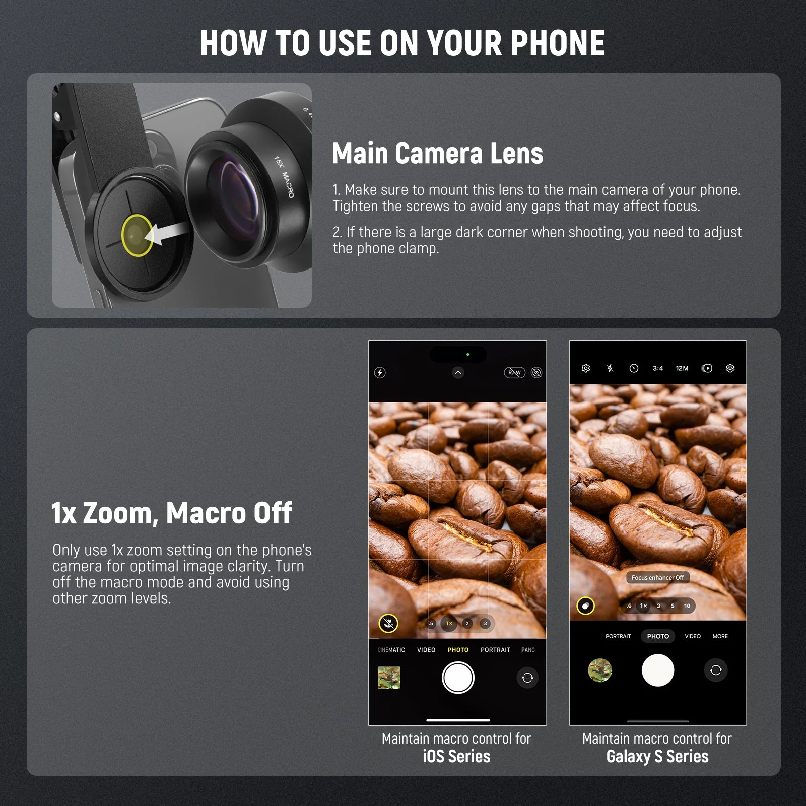 NEEWER BASICS LS-67 2-In-1 0.45x Wide Angle + 15x Macro Phone Lens Kit - Image 4