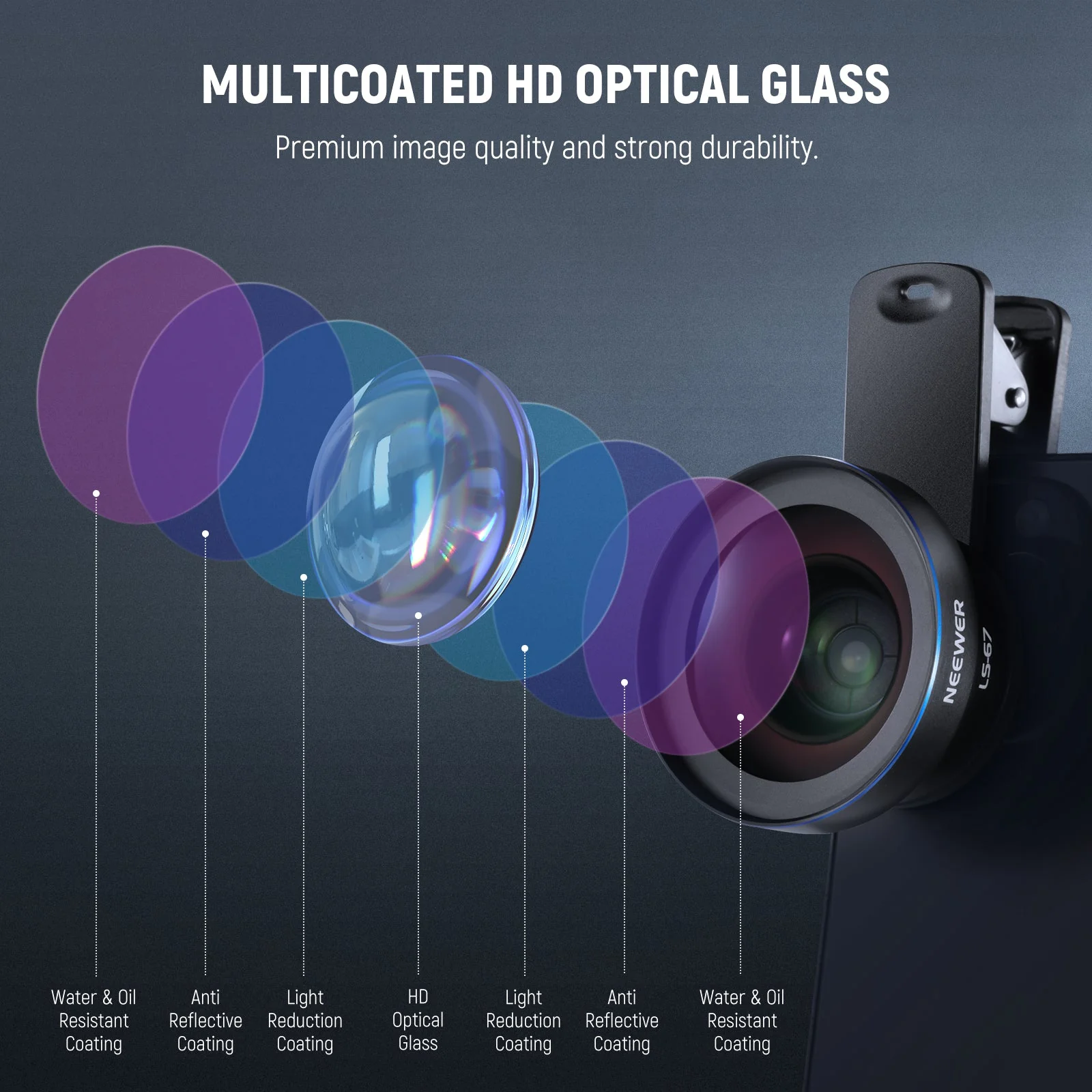 NEEWER BASICS LS-67 2-In-1 0.45x Wide Angle + 15x Macro Phone Lens Kit - Image 5