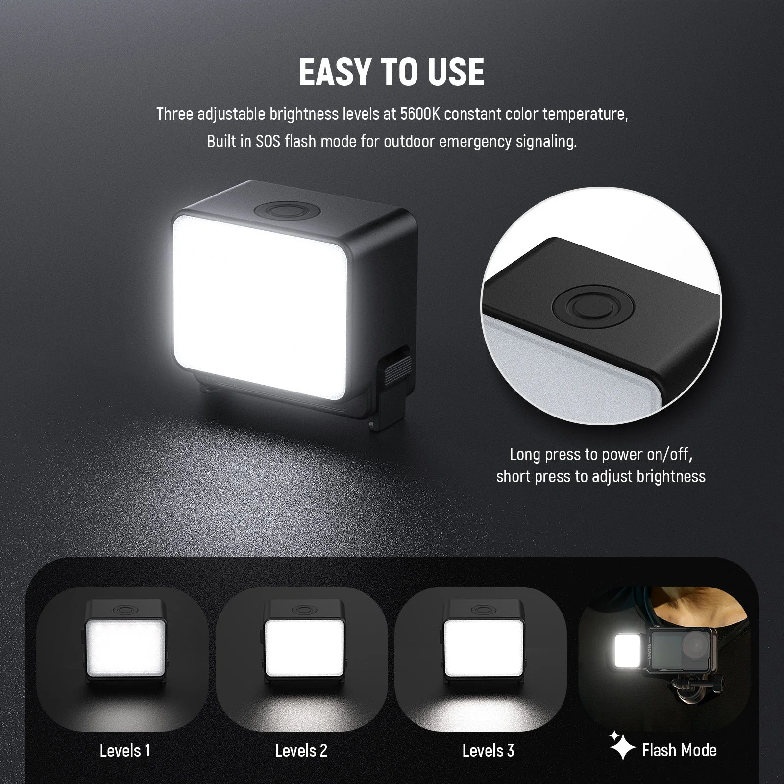 NEEWER BASICS M20 Magnetic Mini Light for DJI Osmo Action 3/4/5 PRO - Image 6