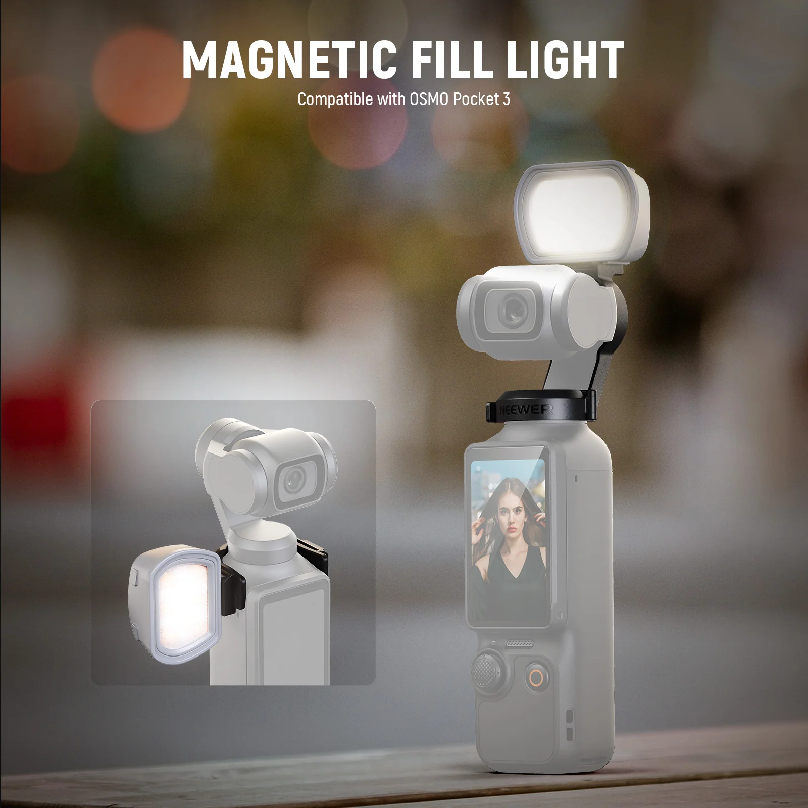 NEEWER BASICS M21 Magnetic Auxiliary Fill Light For DJI Osmo Pocket 3 - Image 4