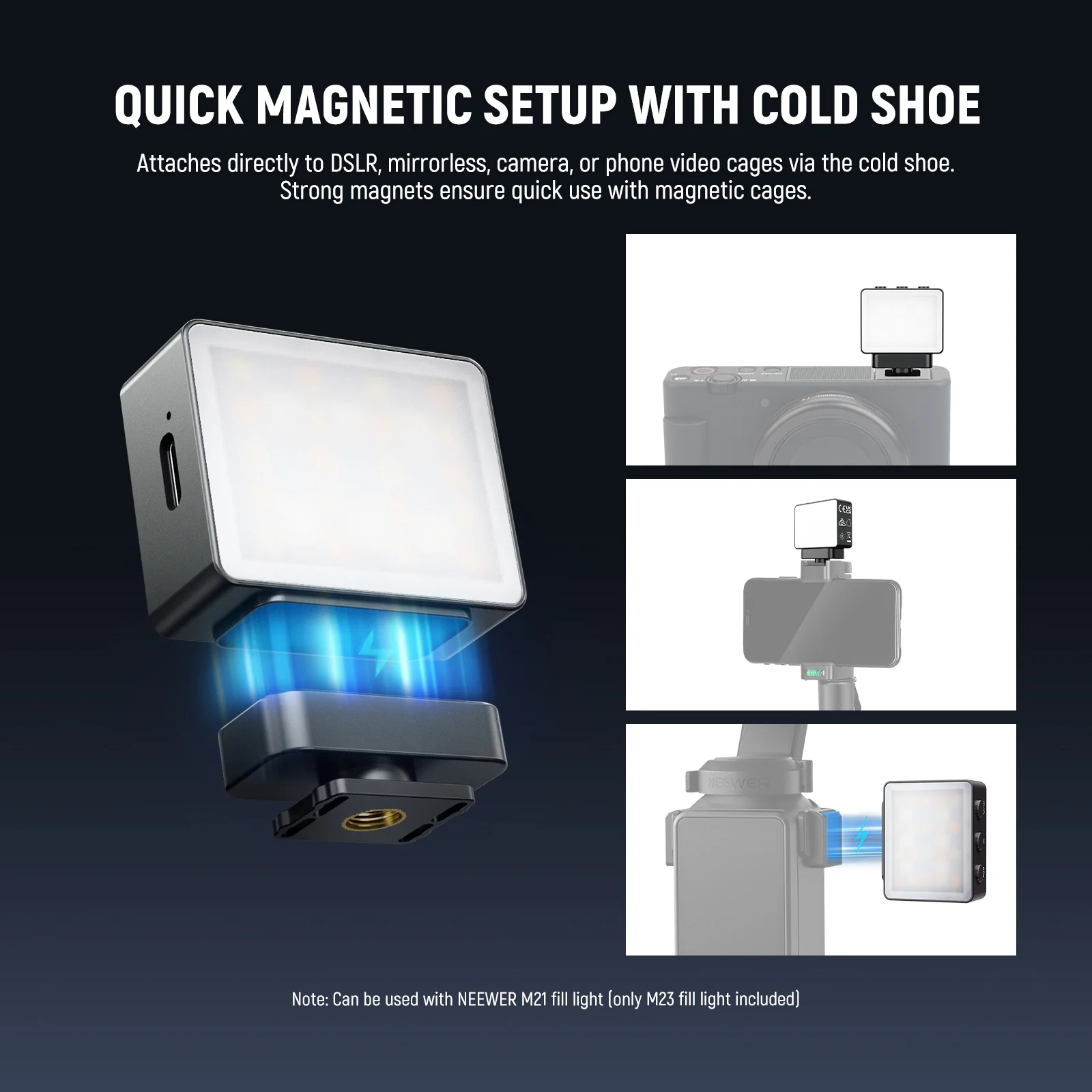 NEEWER BASICS M23 Magnetic RGB Camera Auxiliary Light - Image 5