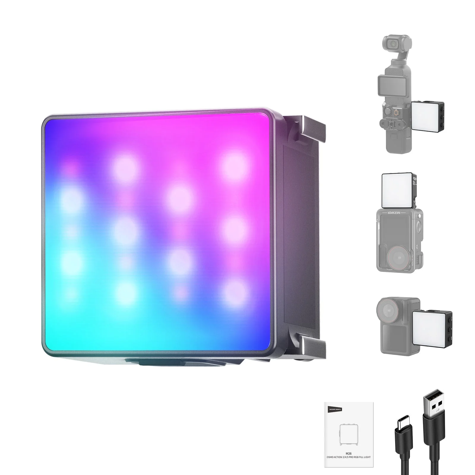 NEEWER BASICS M25/M26 Magnetic LED Light For DJI Osmo Nano Action 3/4/5 Pro - Image 8