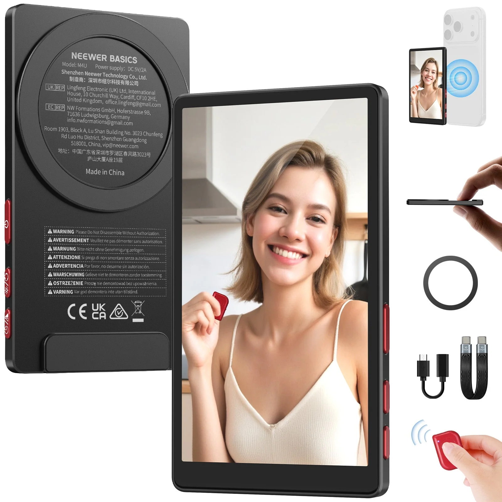 NEEWER BASICS M4U 4" Magnetic Metal Vlog Selfie Monitor Screen For iPhone