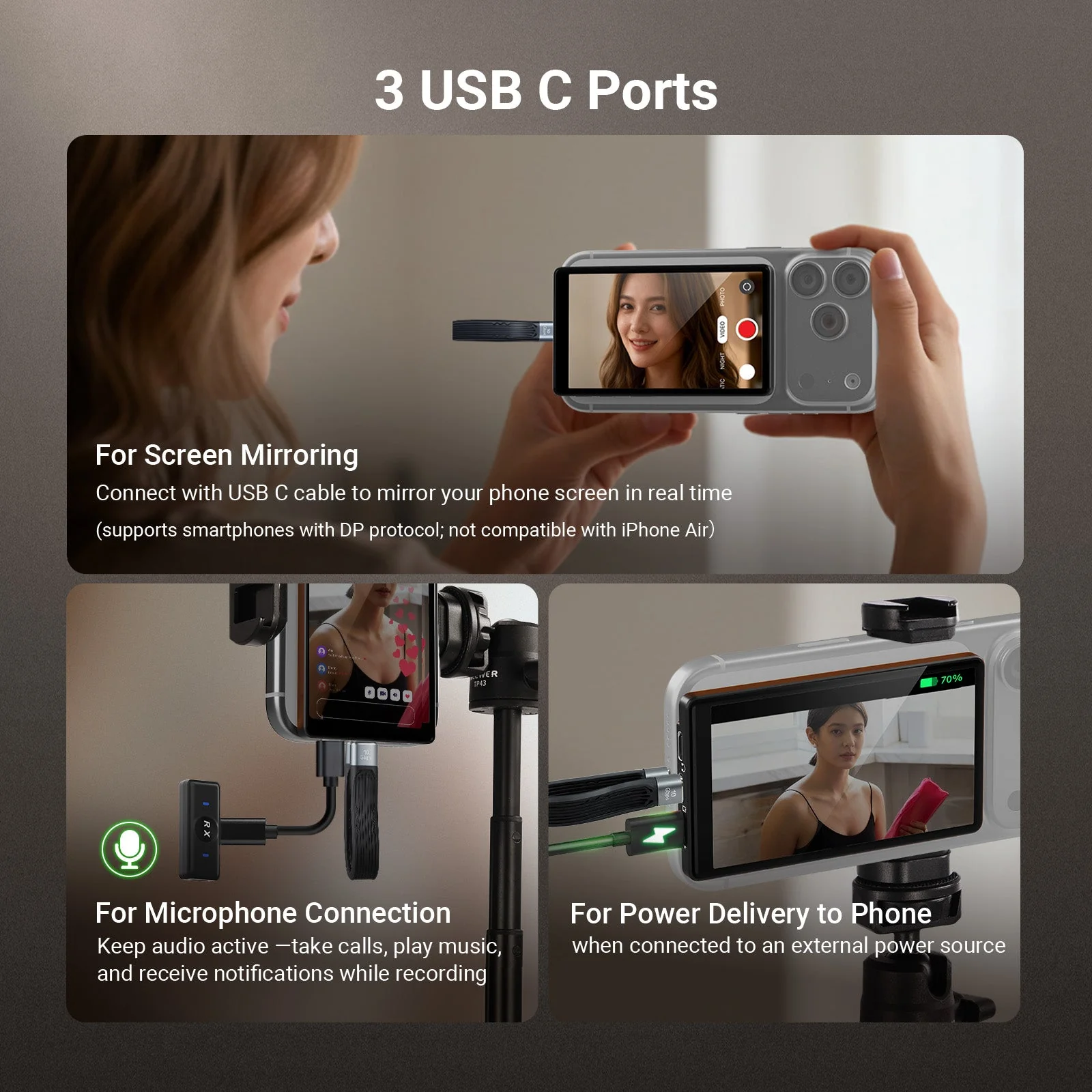 NEEWER BASICS M4U 4" Magnetic Metal Vlog Selfie Monitor Screen For iPhone - Image 3
