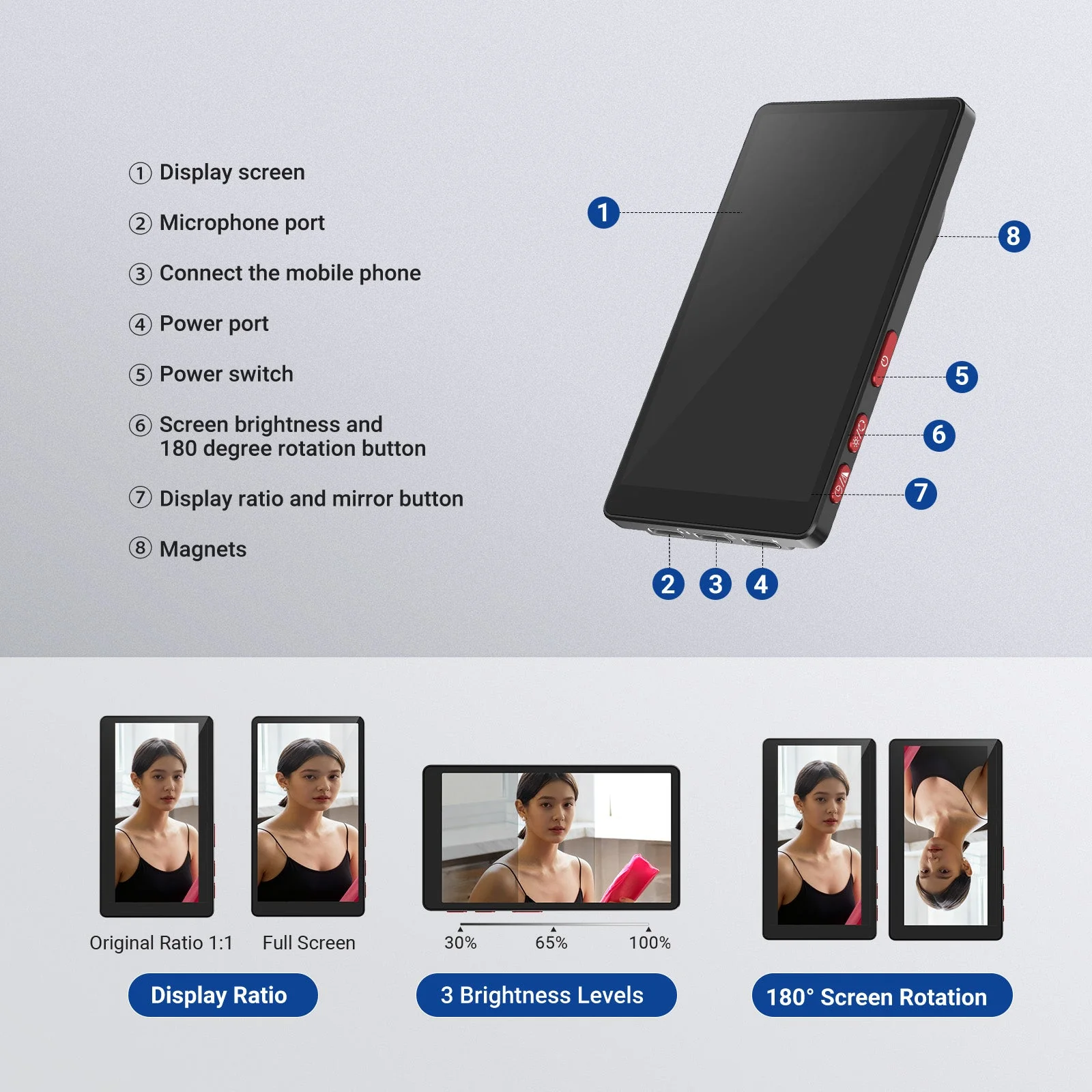 NEEWER BASICS M4U 4" Magnetic Metal Vlog Selfie Monitor Screen For iPhone - Image 6