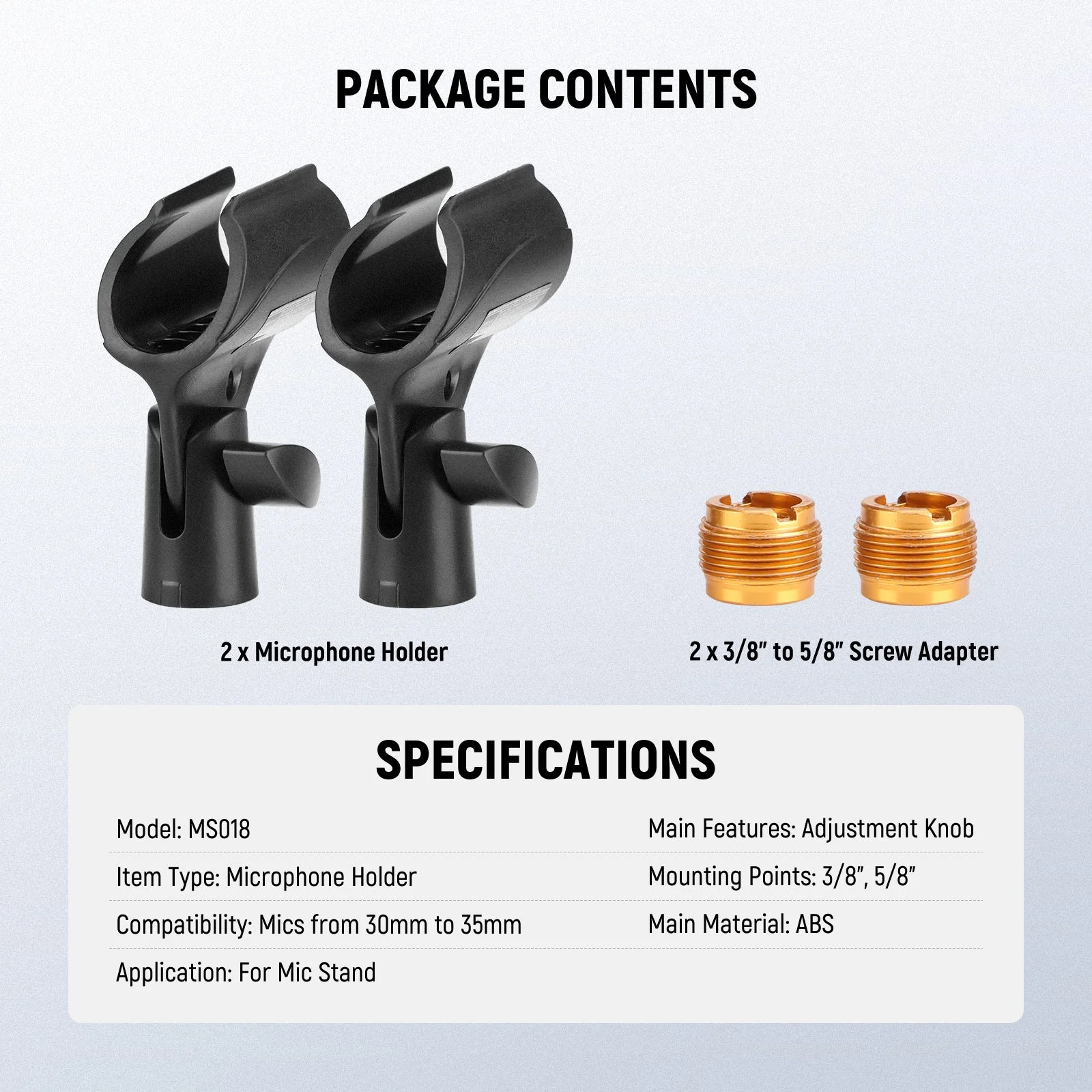 NEEWER BASICS MS019/MS018 Microphone Holder Accessories Kit - Image 14