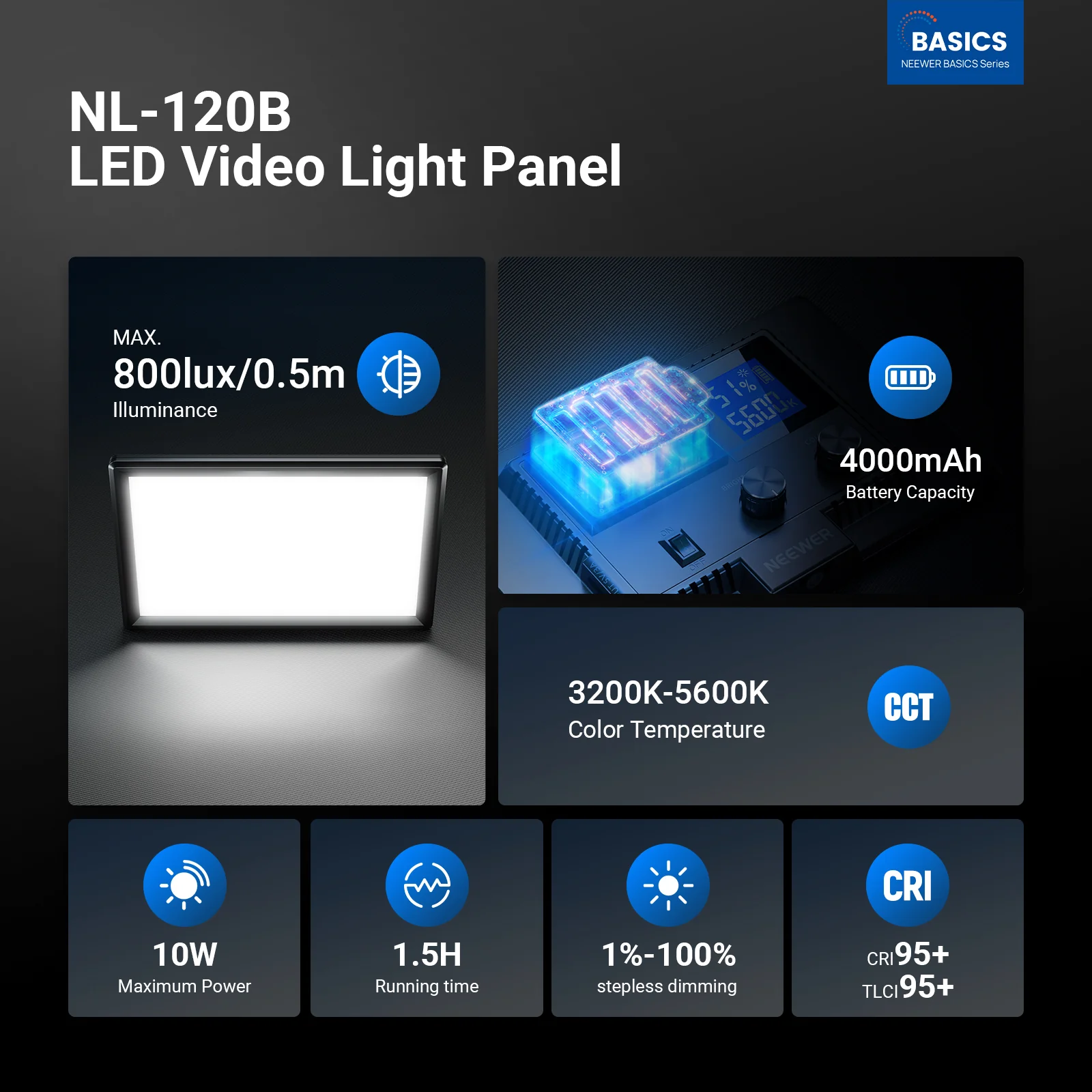 NEEWER BASICS NL-120B Bi-Color LED Panel Light - Image 11