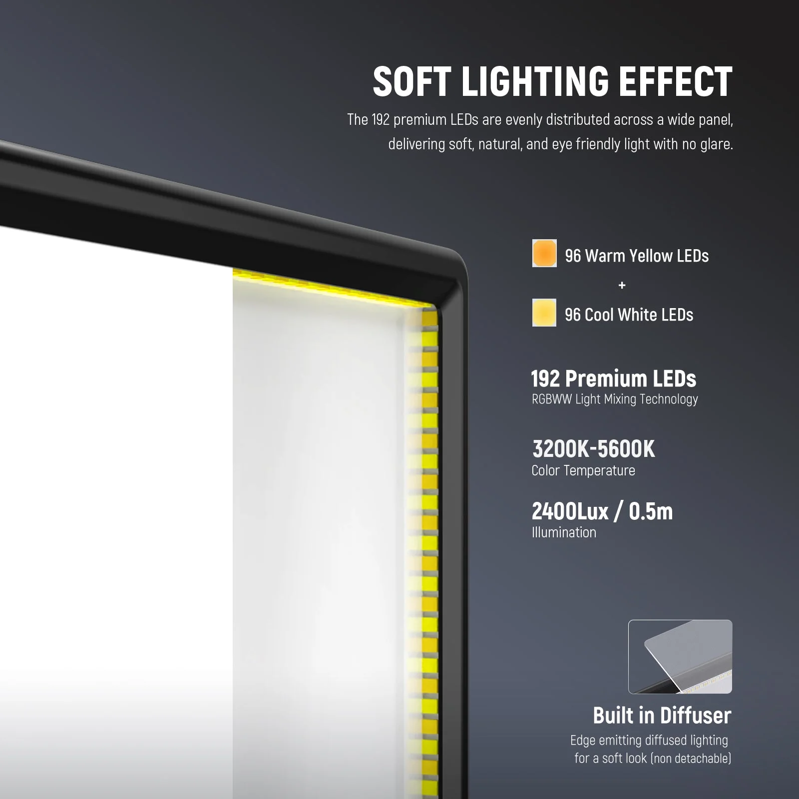 NEEWER BASICS NL-192B Bi-Color LED Video Light Panel - Image 3