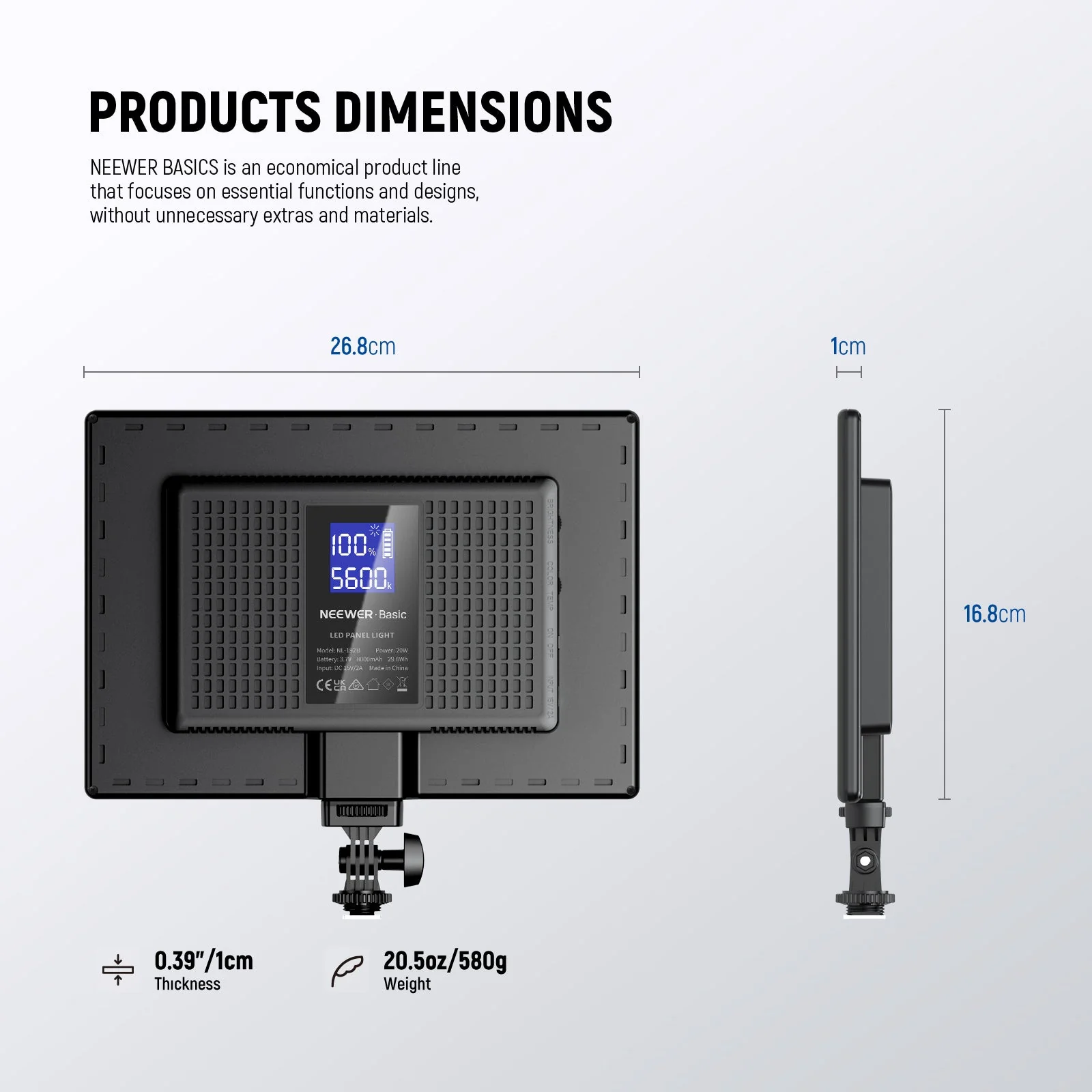 NEEWER BASICS NL-192B Bi-Color LED Video Light Panel - Image 8