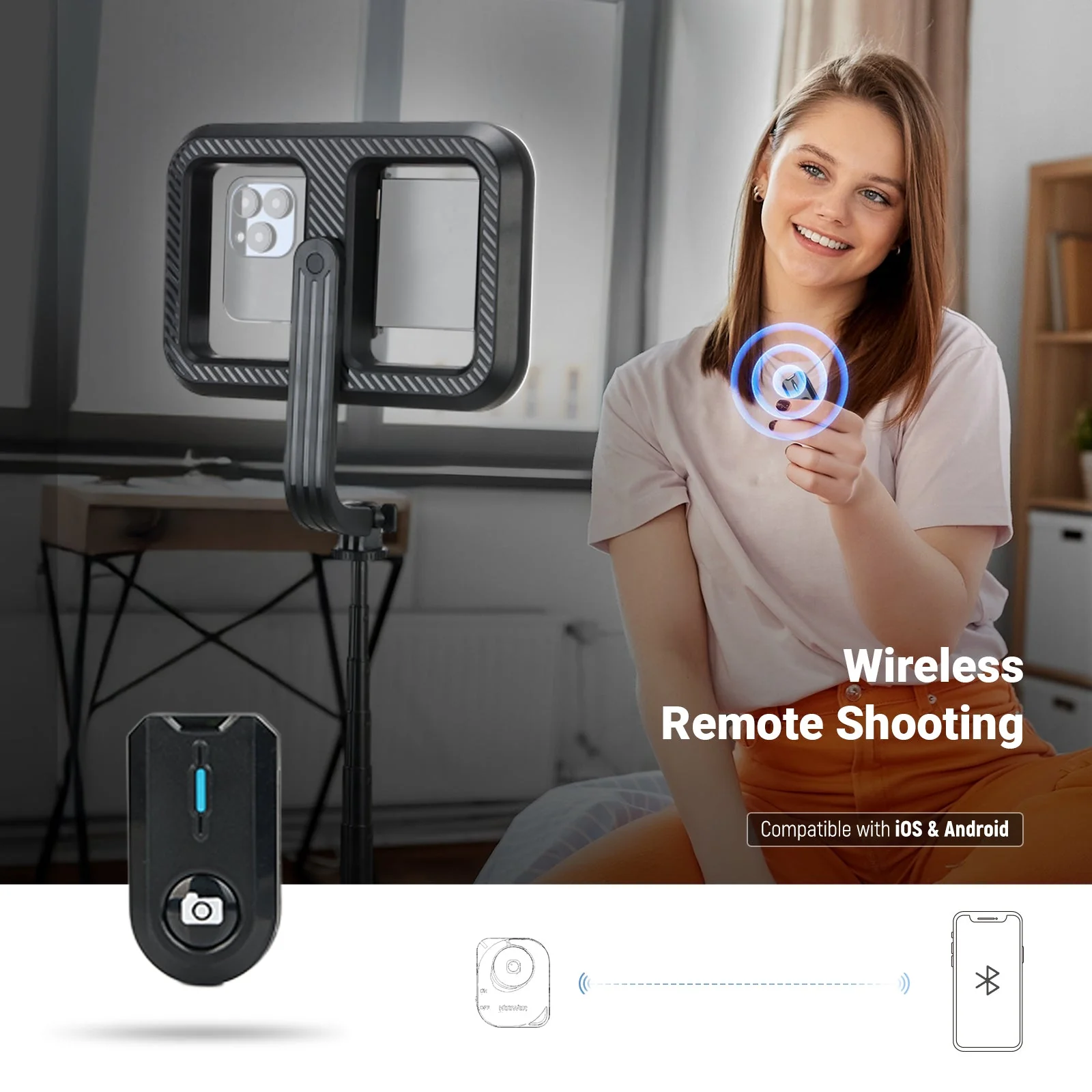 NEEWER NL100B Wireless Selfie Light with Tripod Stand - Image 7