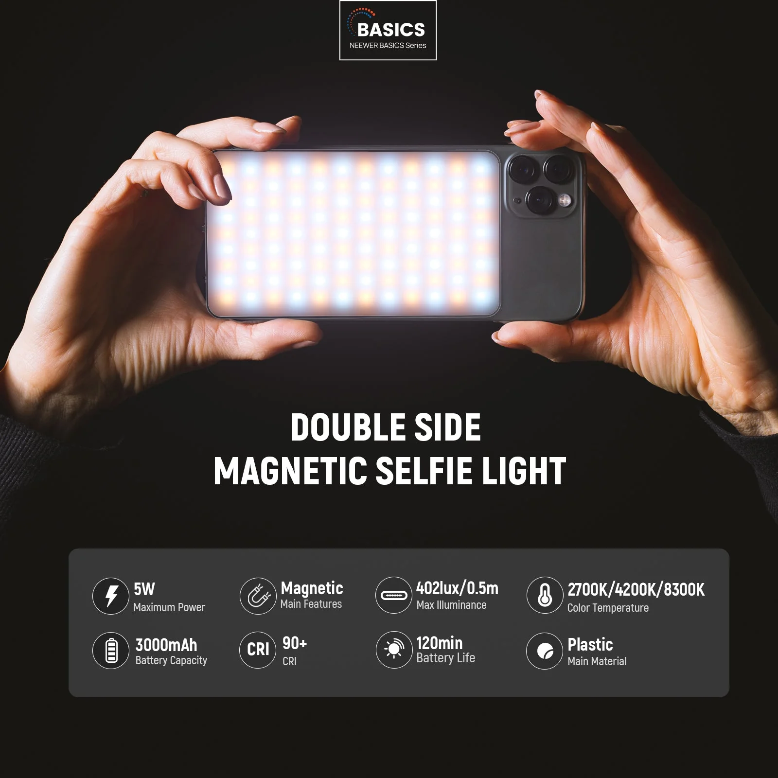 NEEWER BASICS NL129D 5W Magnetic Phone Selfie Light - Image 2
