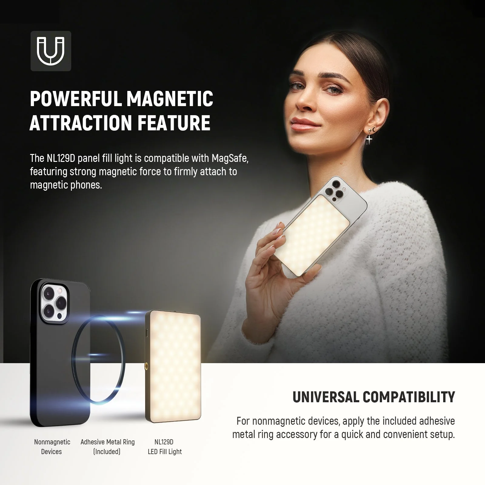 NEEWER BASICS NL129D 5W Magnetic Phone Selfie Light - Image 5