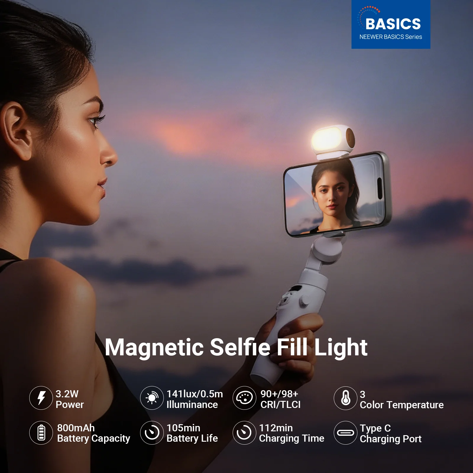 NEEWER BASICS NL40B Magnetic Selfie Light - Image 2