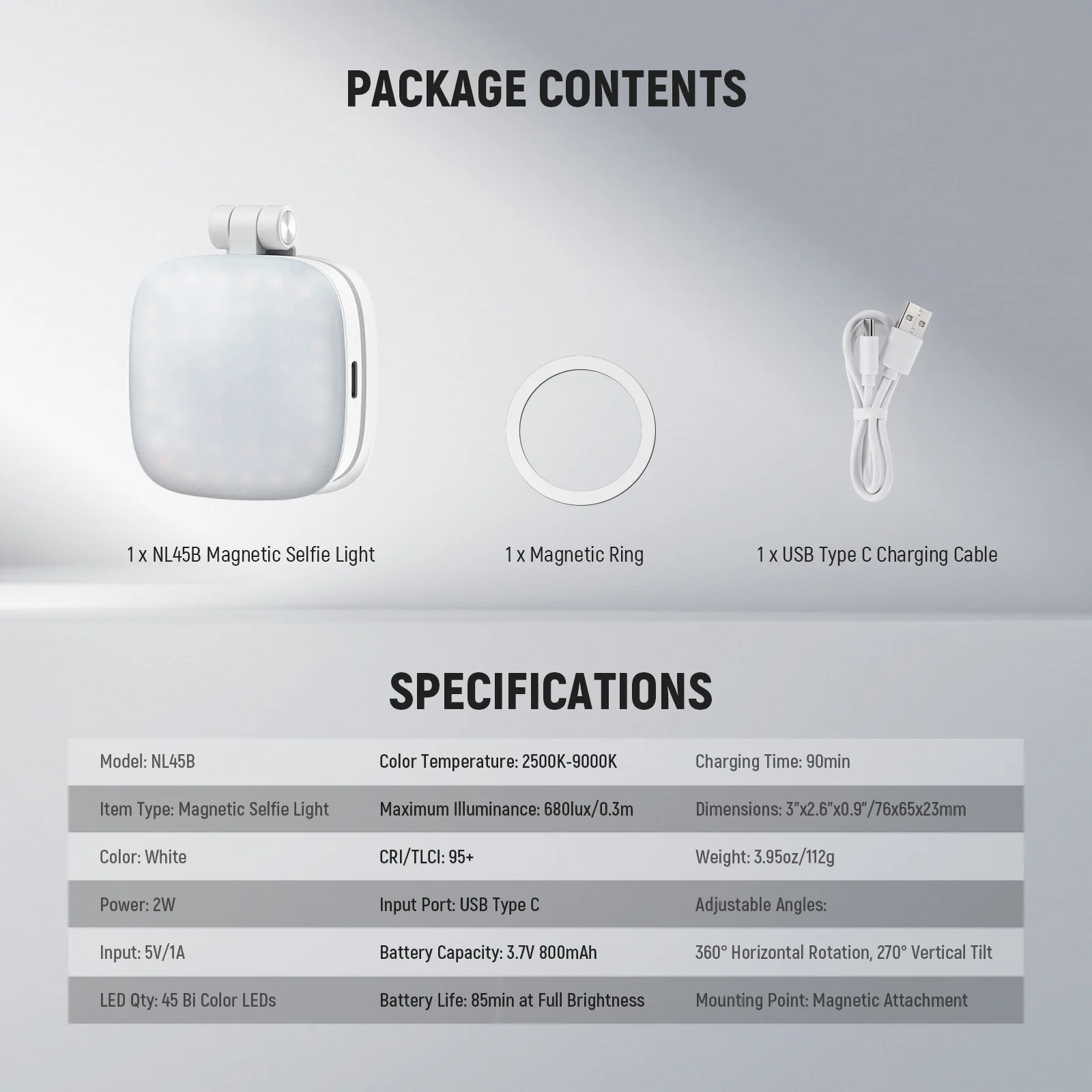 NEEWER BASICS NL45B Magnetic Selfie Light - Image 18
