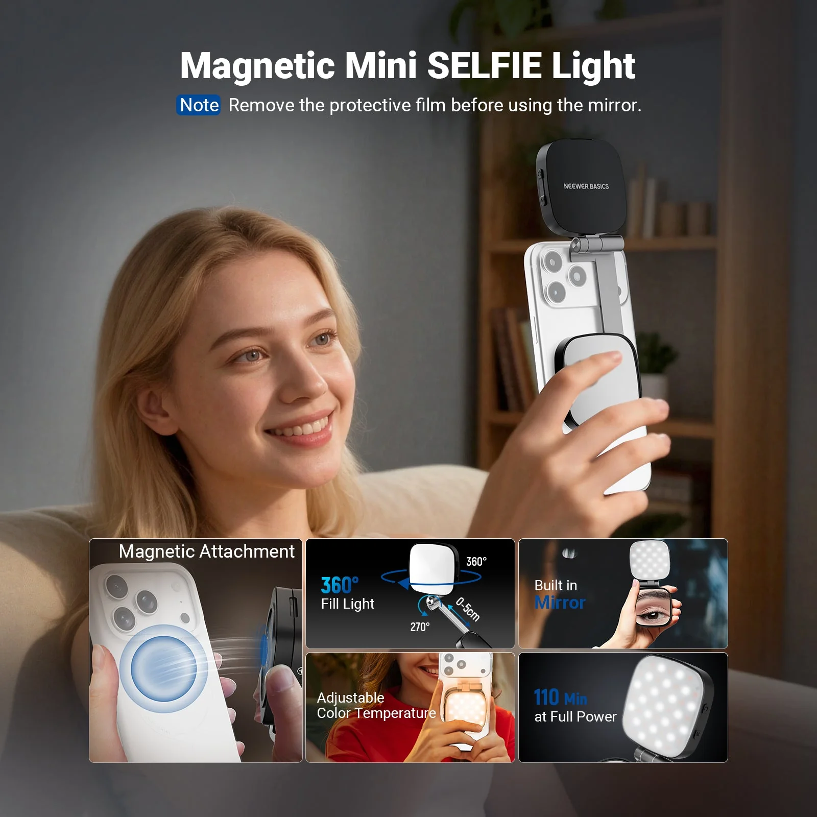 NEEWER BASICS NL45B Magnetic Selfie Light - Image 3