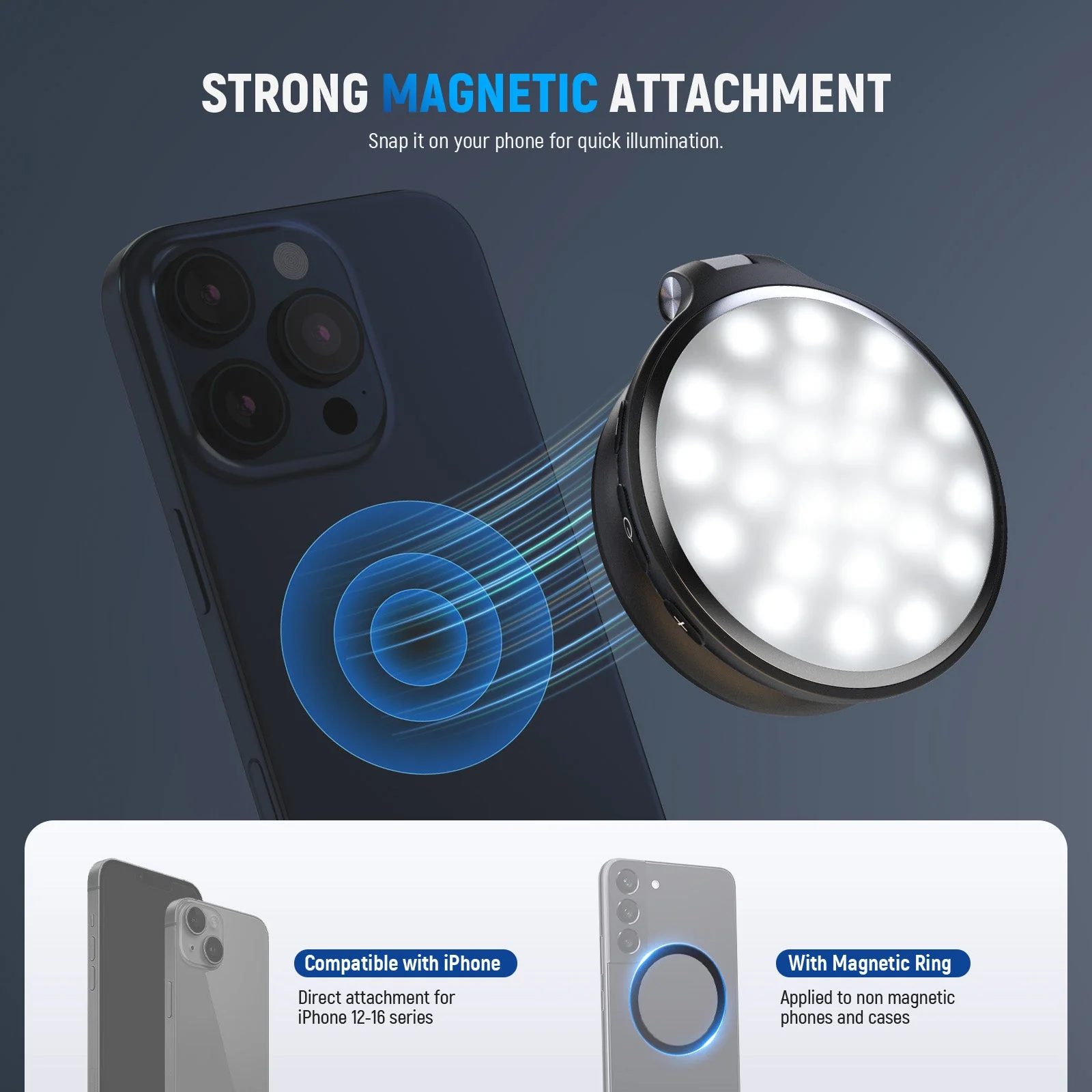 NEEWER BASICS NL48R Magnetic LED Selfie Light with Mirror - Image 3