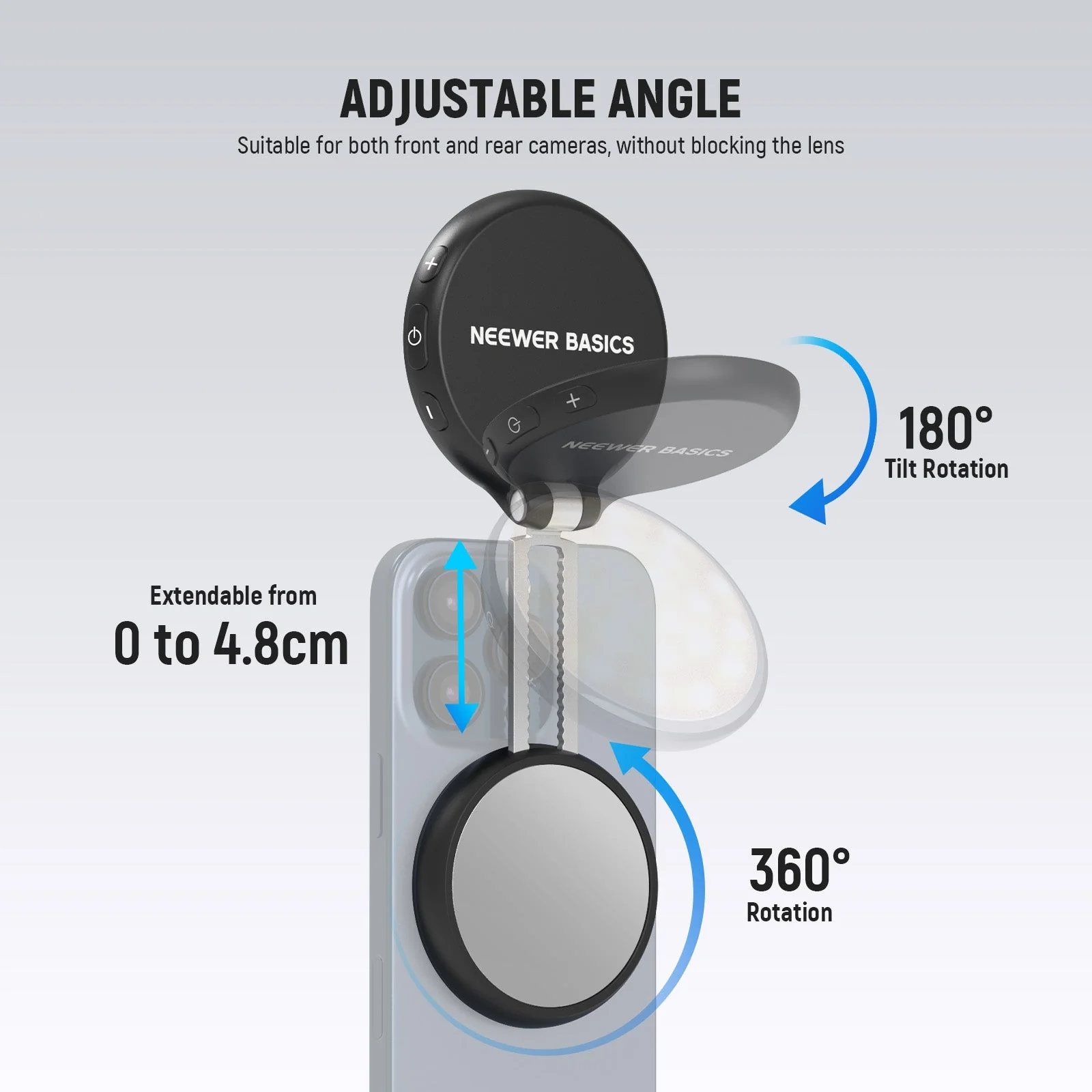 NEEWER BASICS NL48R Magnetic LED Selfie Light with Mirror - Image 4