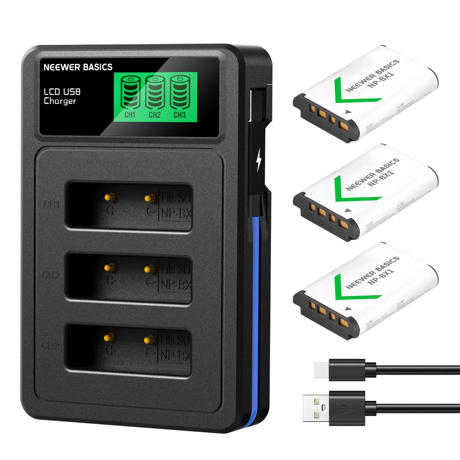 NEEWER BASICS NP-BX1 Replacement Battery Charger Kit for Sony - Image 2