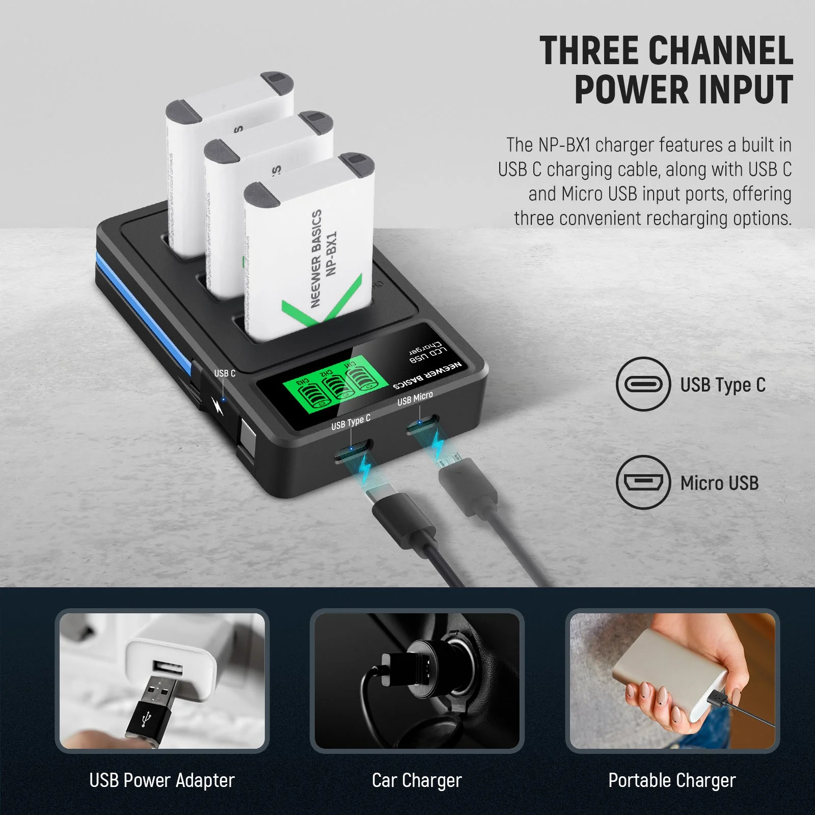 NEEWER BASICS NP-BX1 Replacement Battery Charger Kit for Sony - Image 7