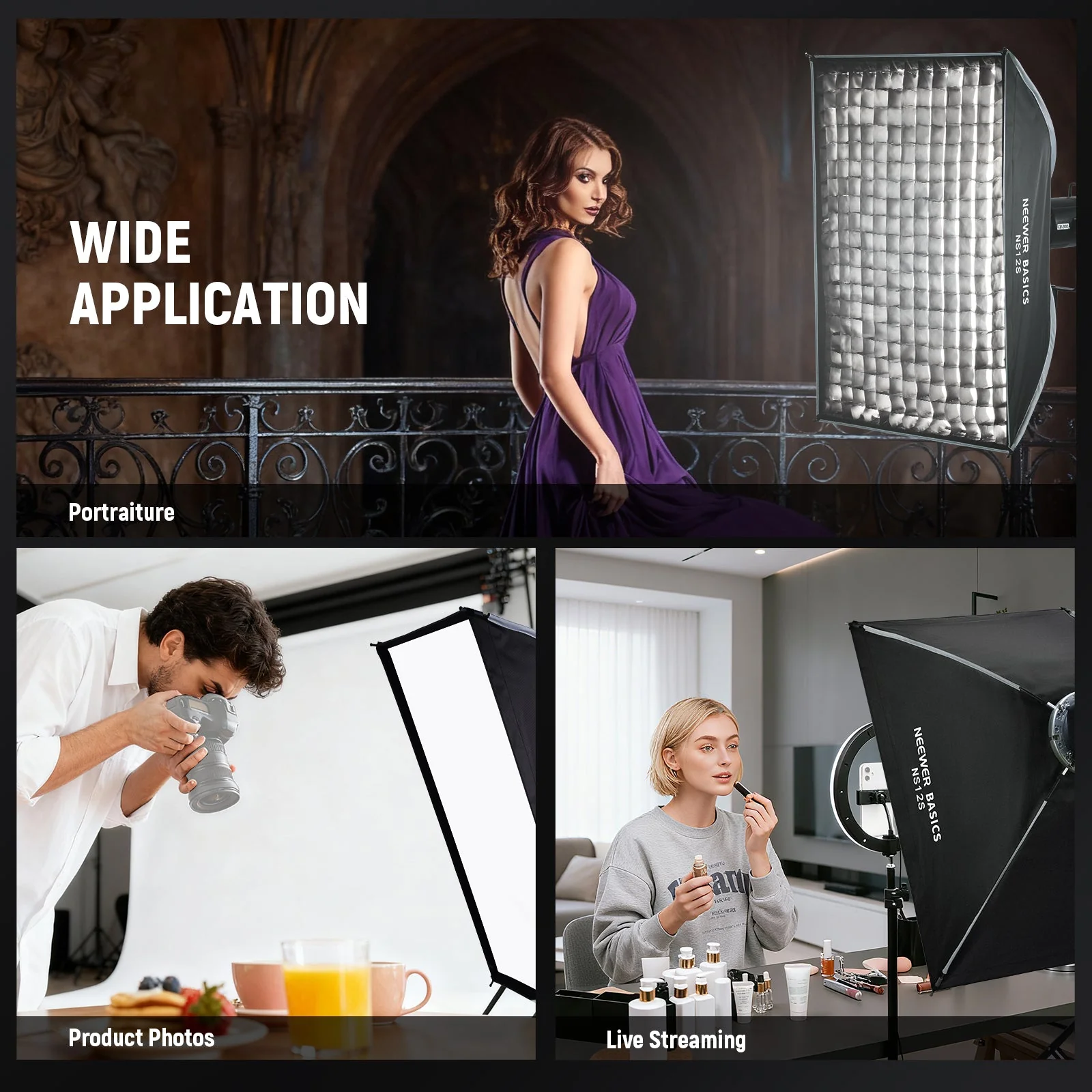 NEEWER BASICS NS12S/NS14S Rectangular Softbox Kit - Image 7