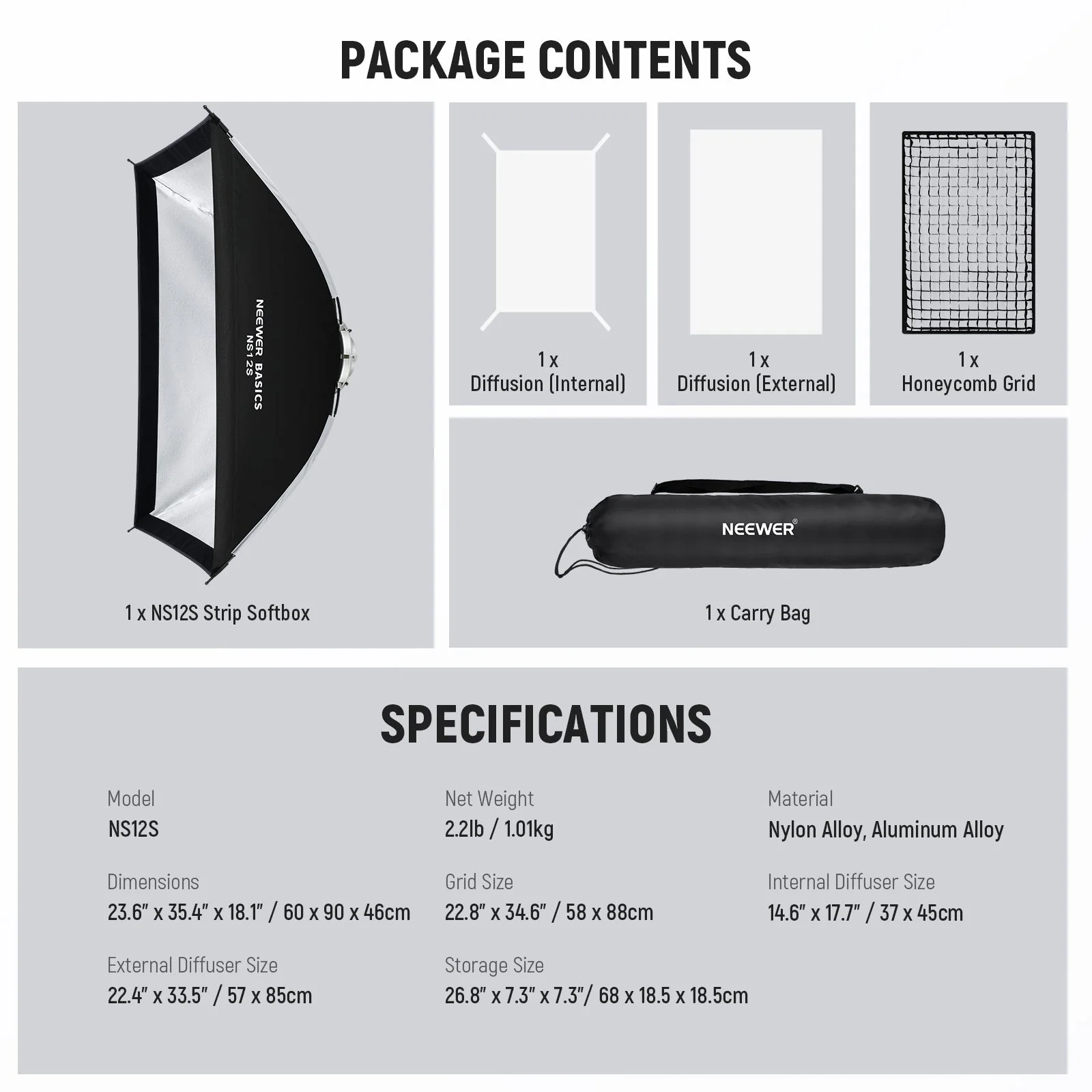 NEEWER BASICS NS12S/NS14S Rectangular Softbox Kit - Image 8