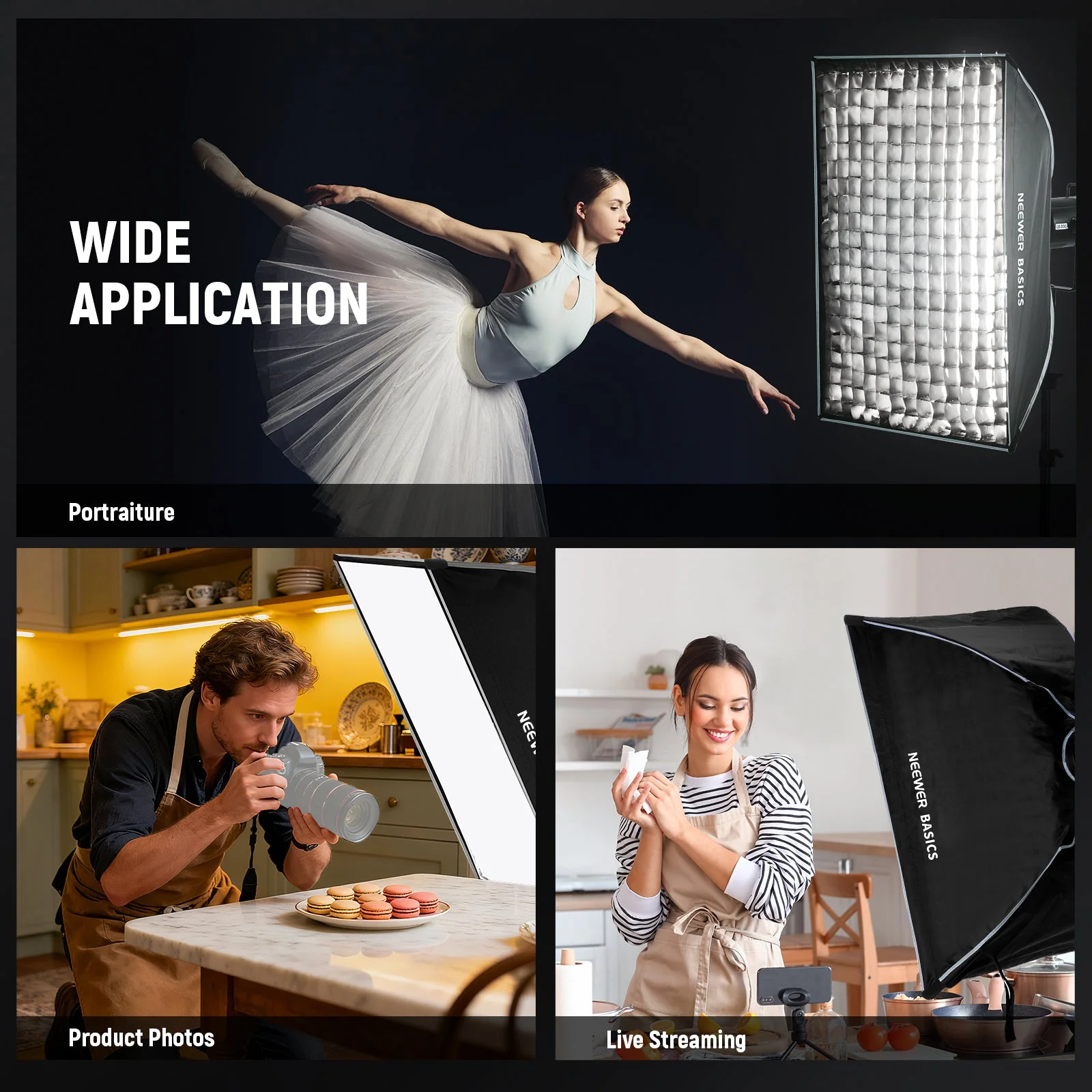 NEEWER BASICS NS60P/NS61P Quick Release Strip Softbox with Grid - Image 7