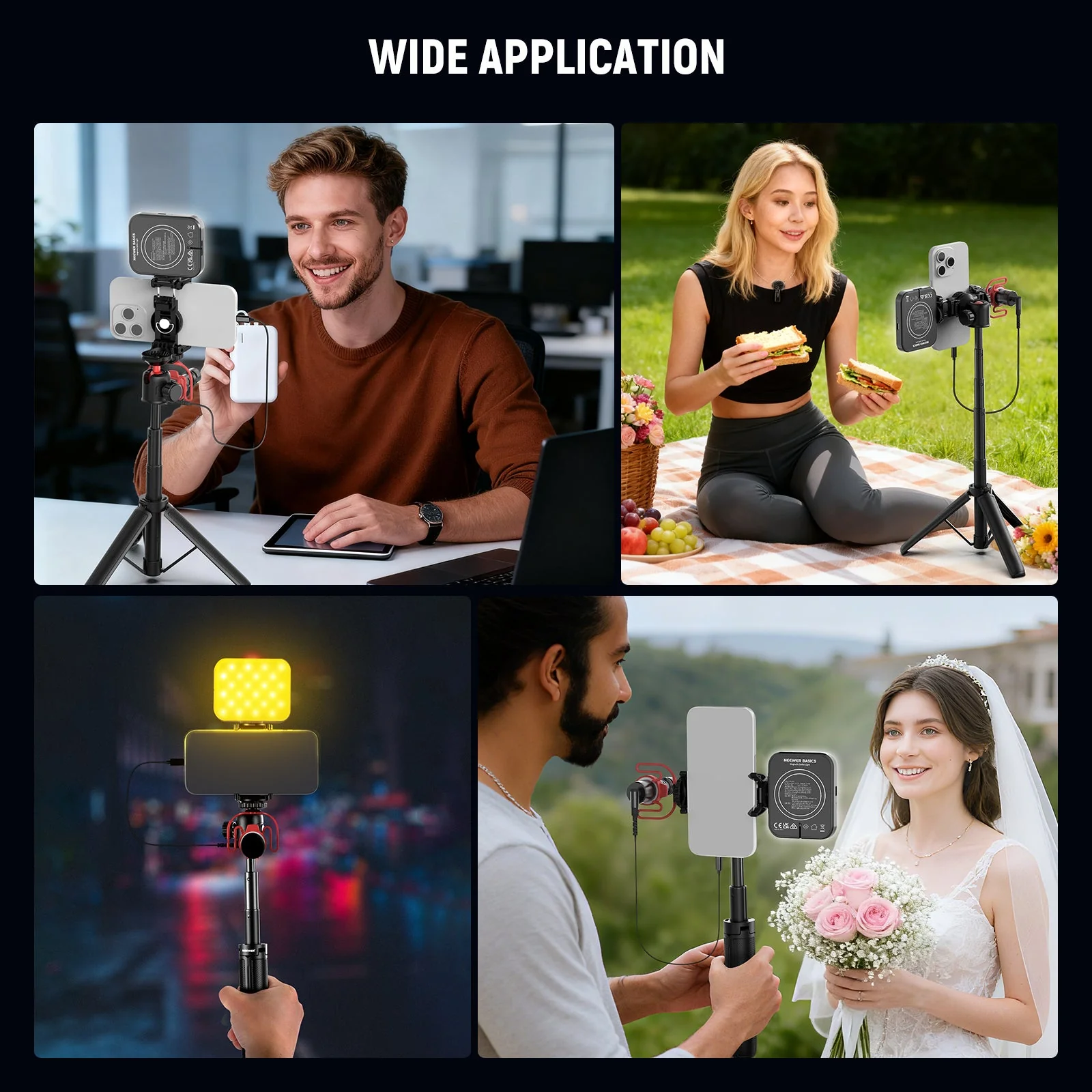 NEEWER BASICS PA050 Phone Vlogging Kit with Bi-Color Light/Mic/Selfie Stick - Image 8